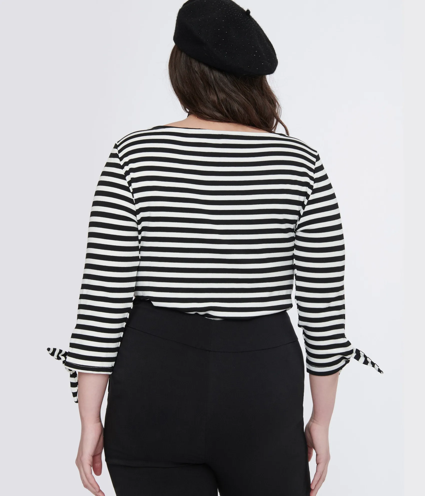 Unique Vintage Plus Size 1950s Black & White Stripe Gracie Top Online