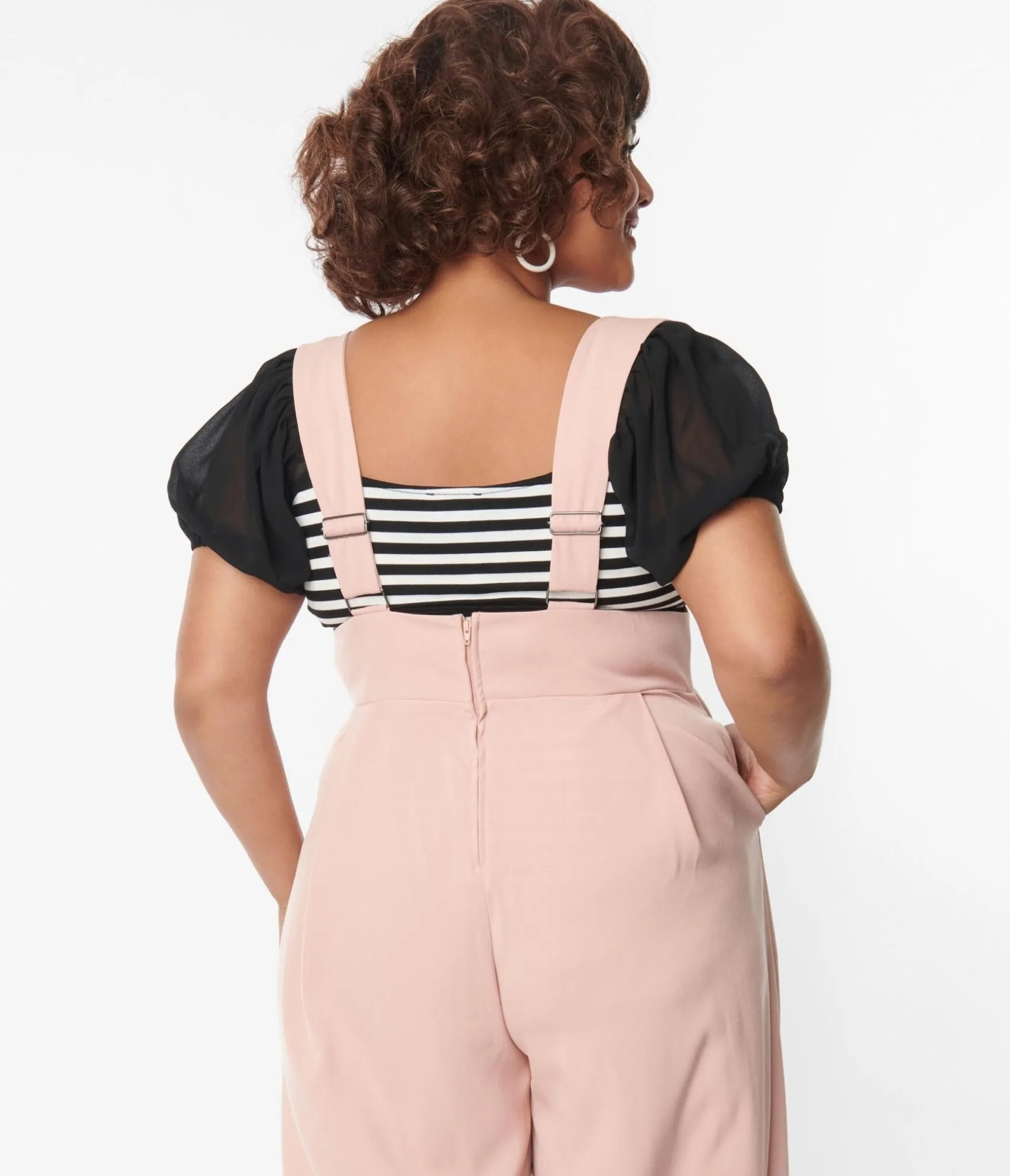 Unique Vintage Plus Size 1940s Black & White Striped Short Sleeve Bodysuit Store