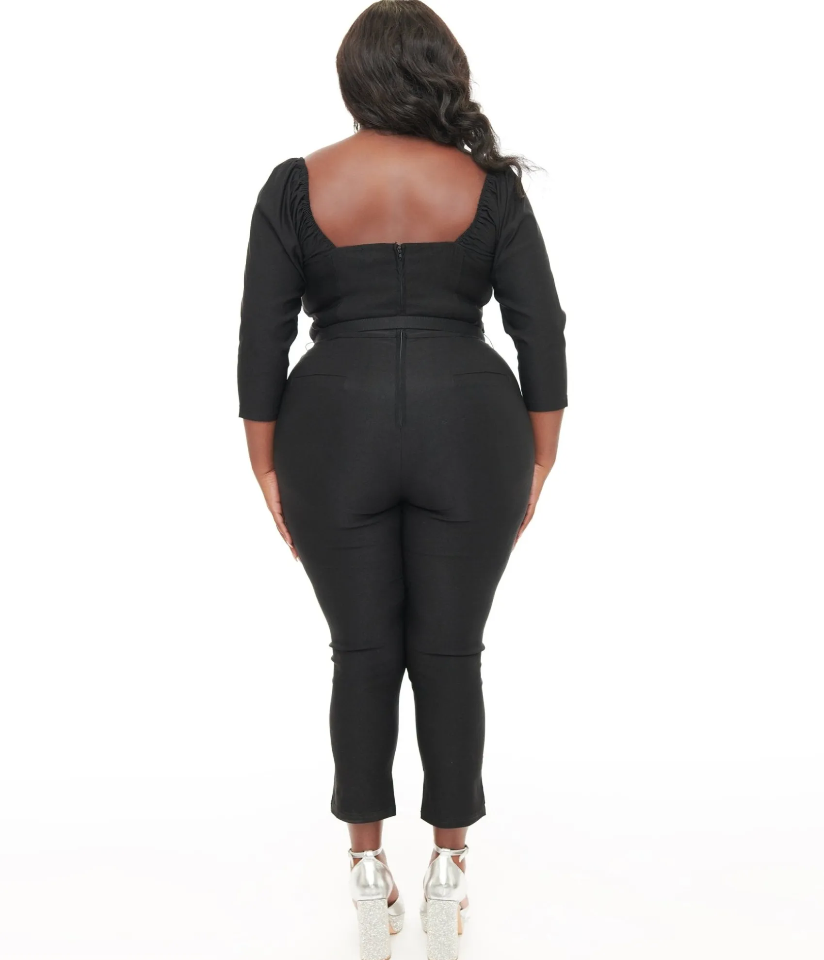 Unique Vintage Plus Size 1950s Black Bow Bengaline Jumpsuit Best Sale