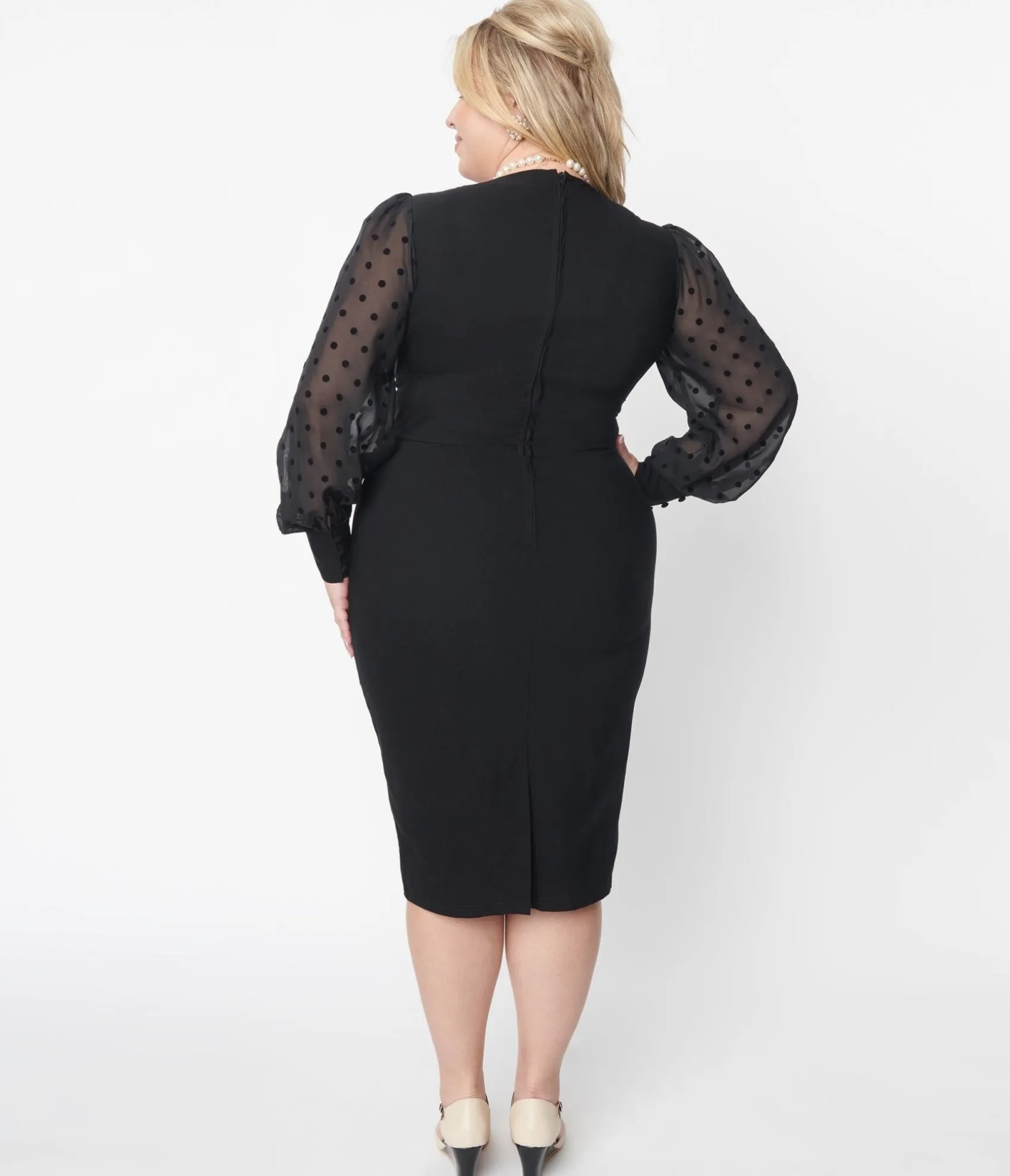 Unique Vintage Plus Size 1950s Black Delores Pencil Dress Store