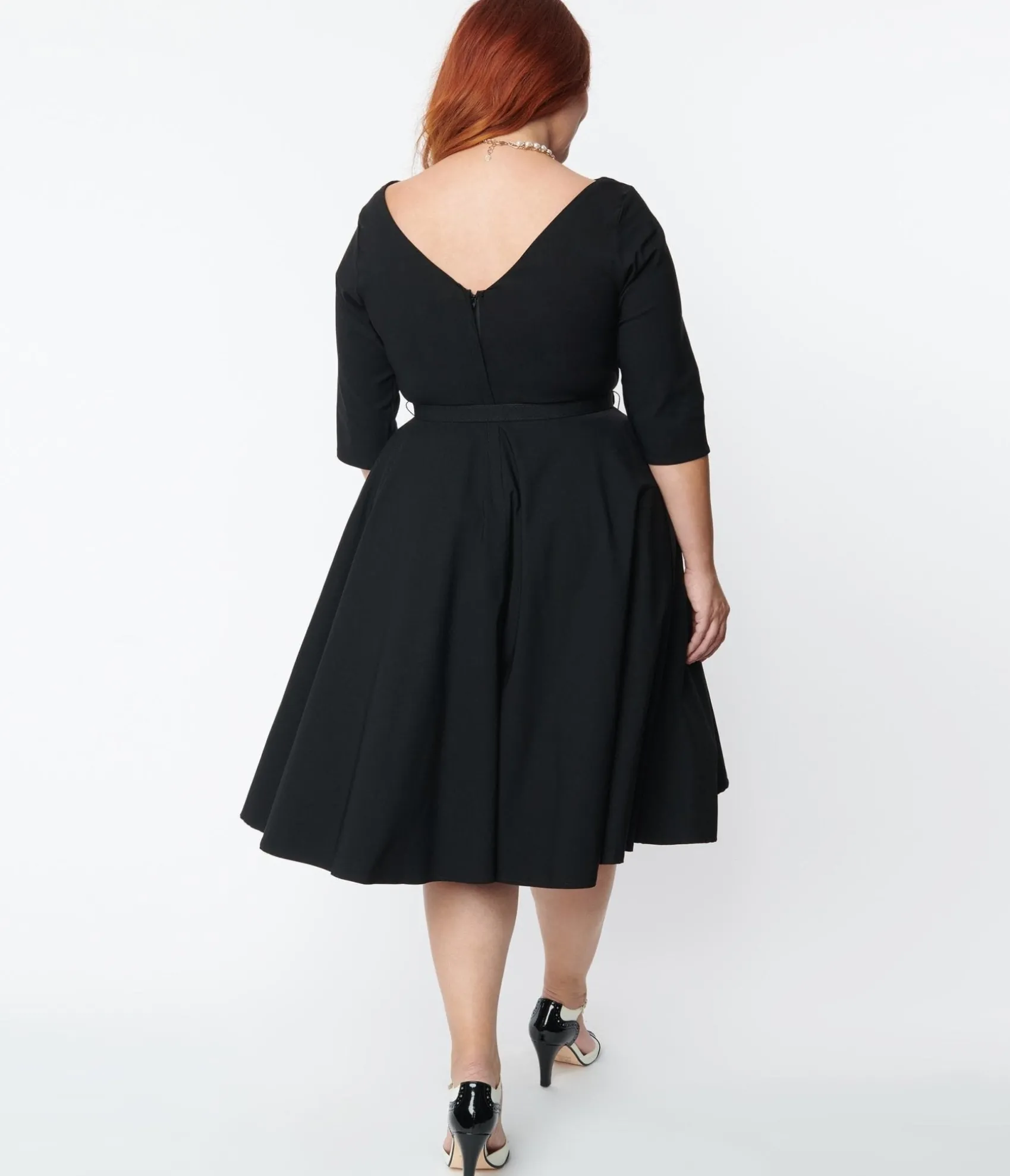 Unique Vintage Plus Size 1950s Black Devon Swing Dress New