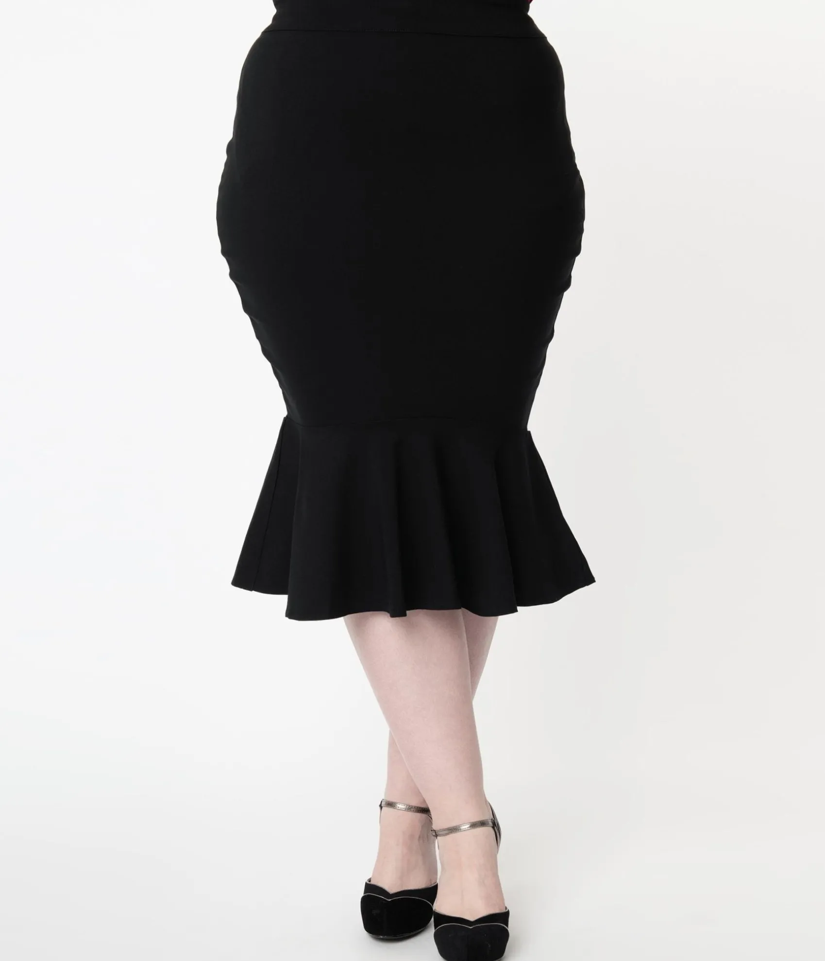 Unique Vintage Plus Size 1960s Black Fishtail Lizette Wiggle Skirt Cheap