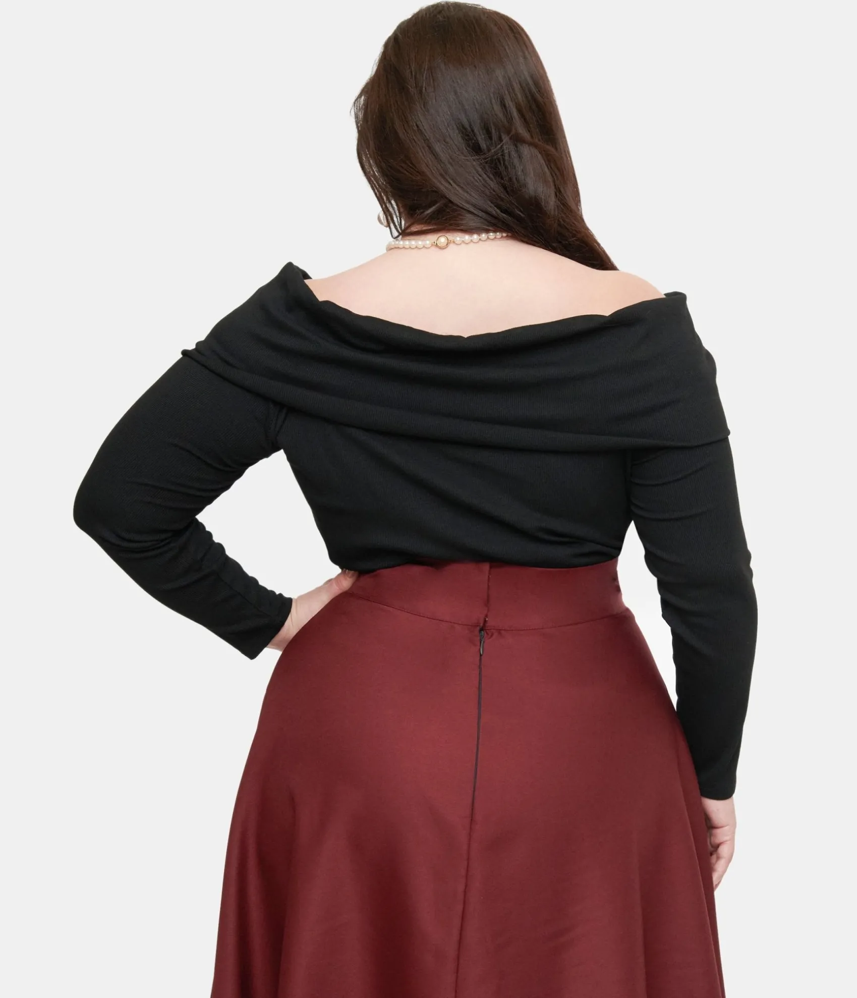 Unique Vintage Plus Size 1960s Black Folded Shoulder Knit Top Store