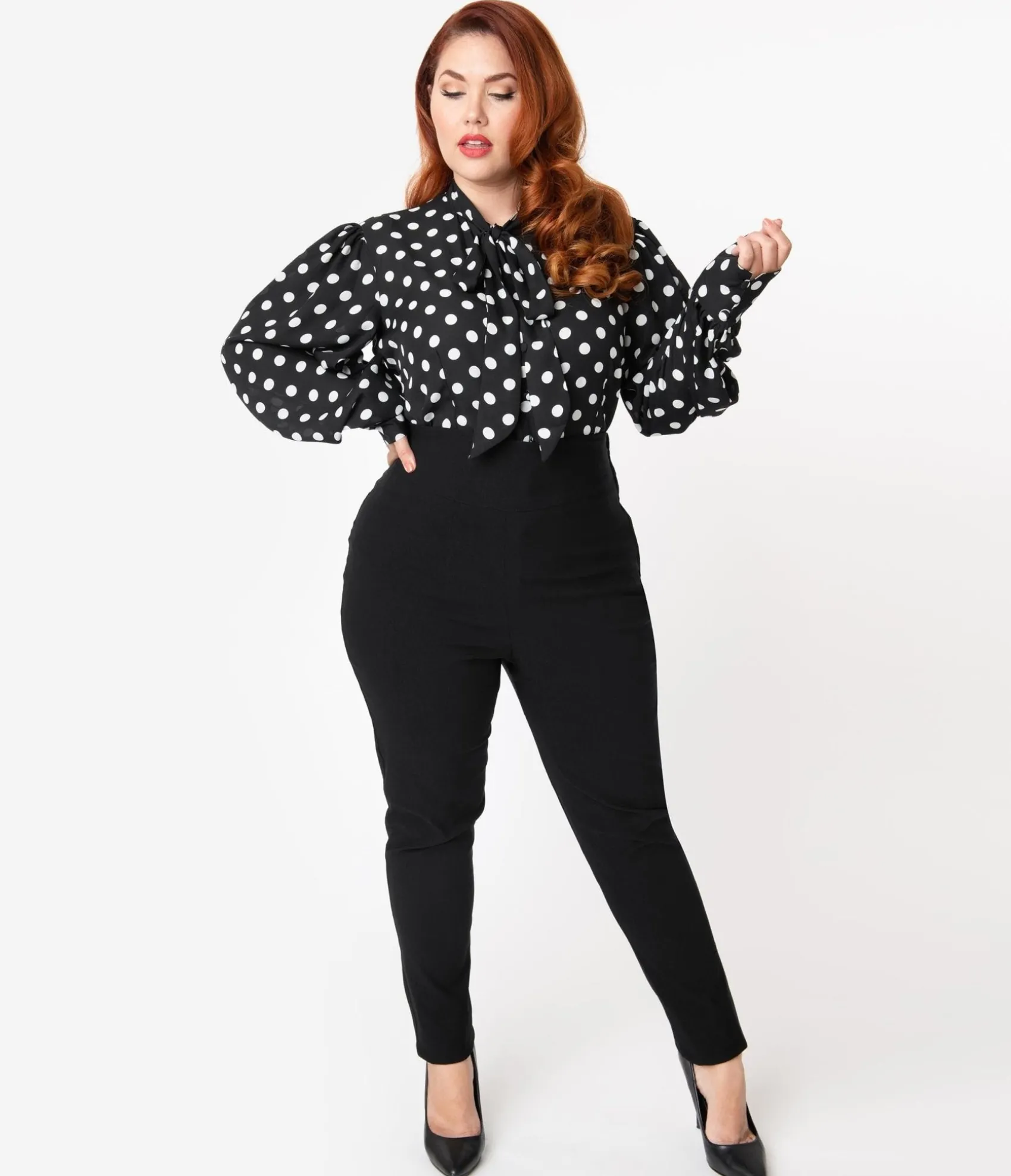 Unique Vintage Plus Size 1950s Black High Waist Rizzo Cigarette Pants Cheap