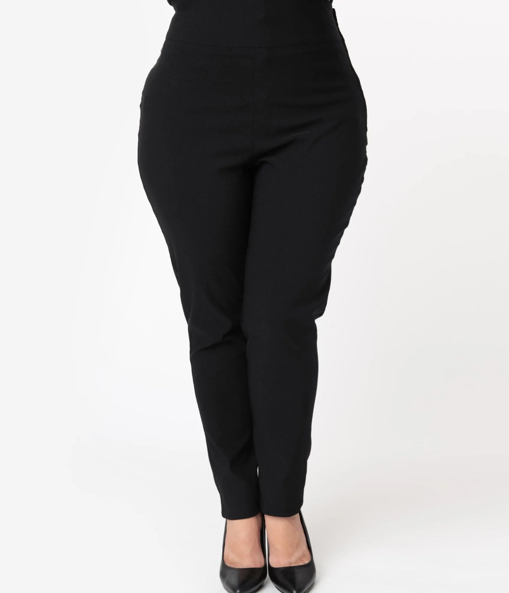Unique Vintage Plus Size 1950s Black High Waist Rizzo Cigarette Pants Cheap