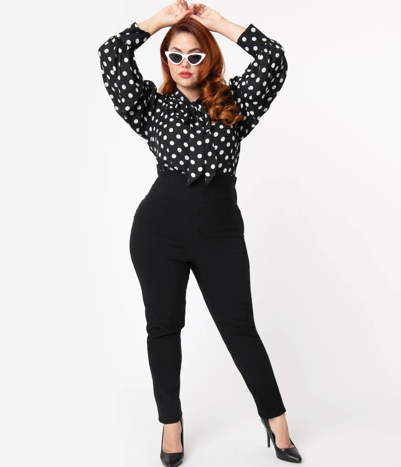 Unique Vintage Plus Size 1950s Black High Waist Rizzo Cigarette Pants Cheap