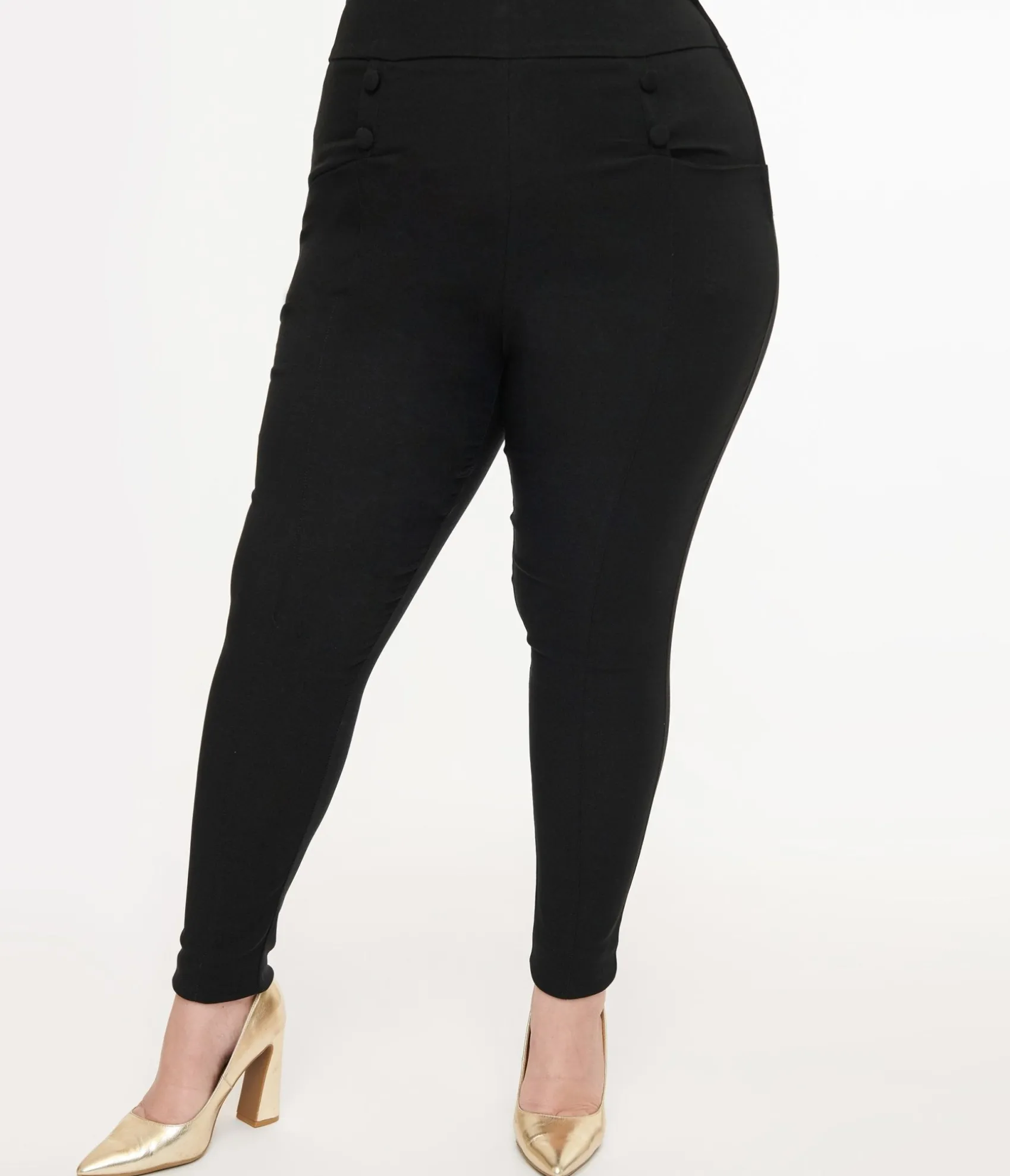 Unique Vintage Plus Size 1950s Black High Waisted Cigarette Pants Discount