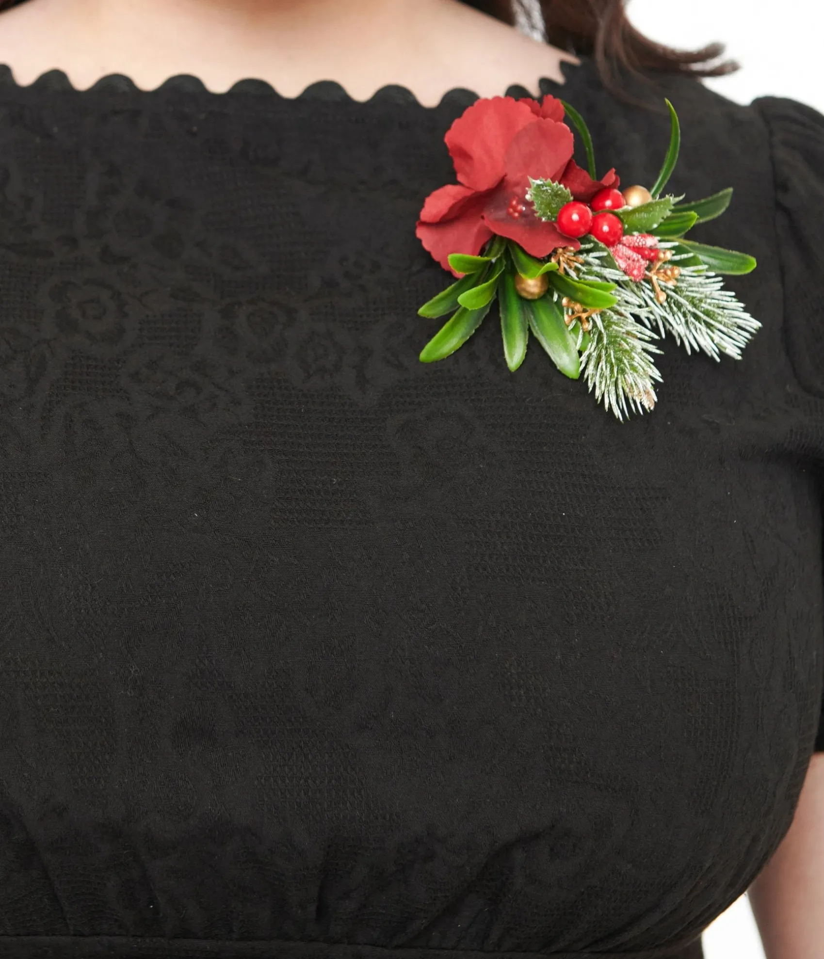 Unique Vintage Plus Size 1950s Black Holiday Floral Pin Cotton Swing Dress Cheap