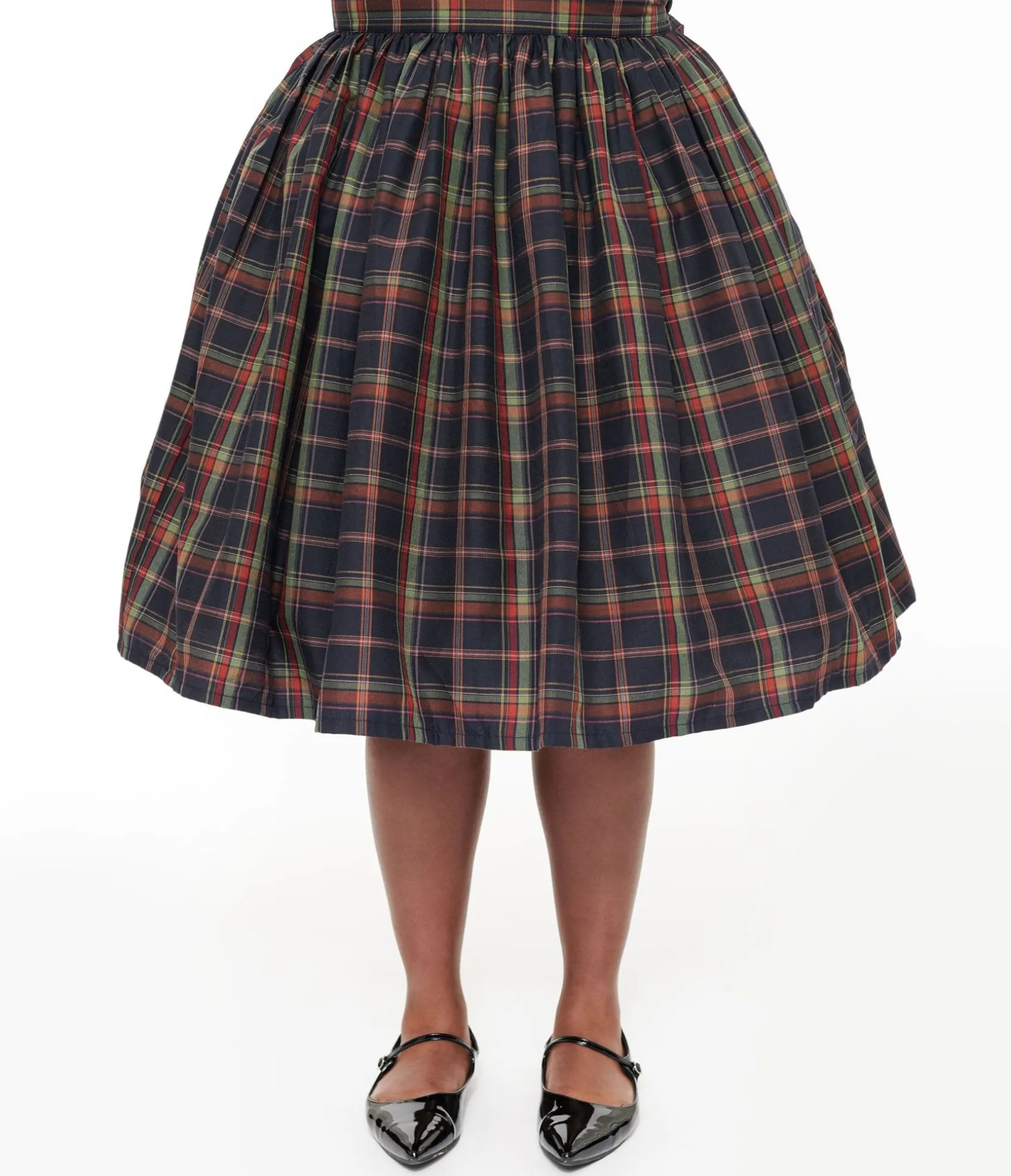 Unique Vintage Plus Size 1950s Black Plaid Gellar Swing Skirt Store