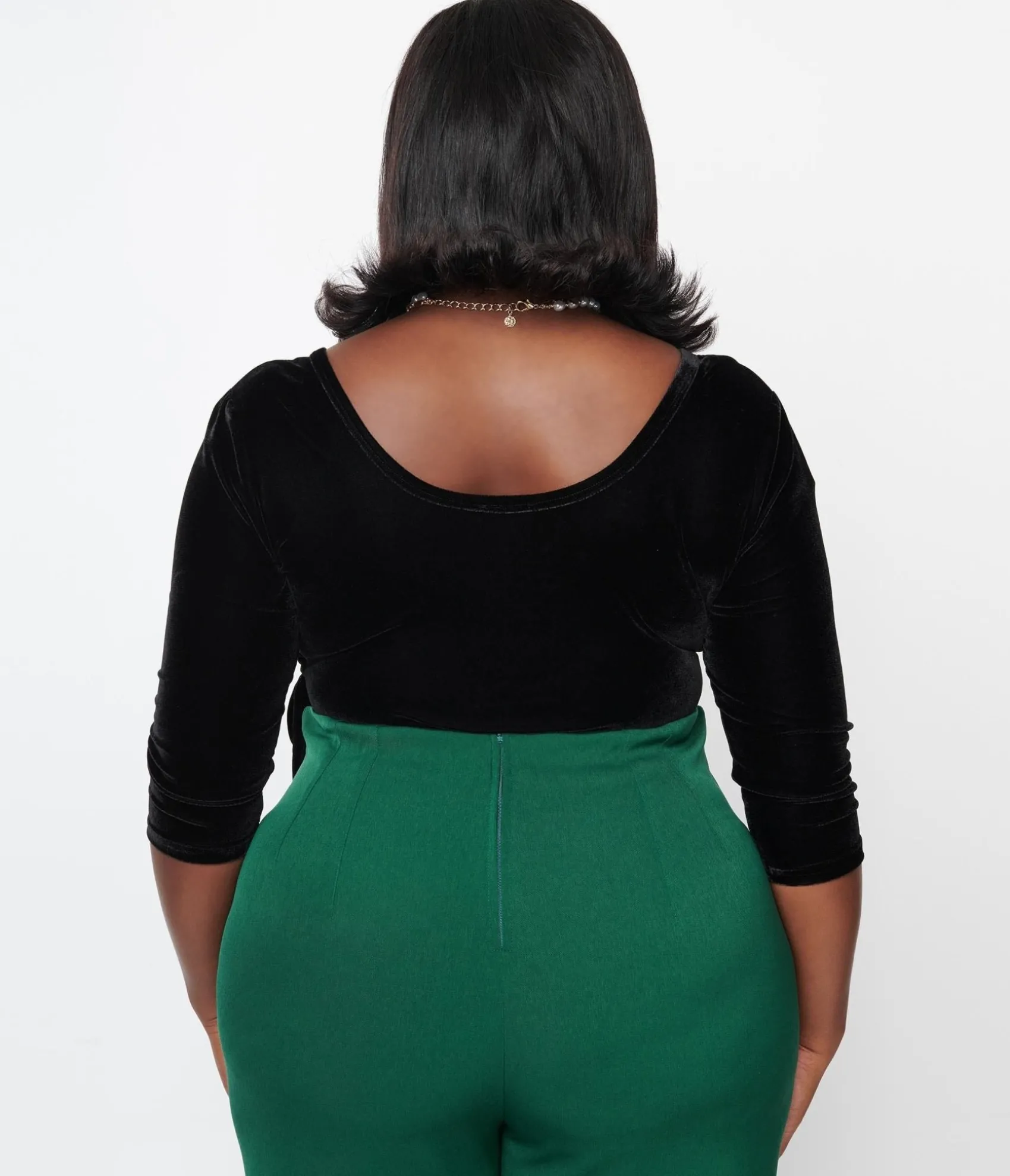 Unique Vintage Plus Size 1970s Black Velvet Surplice Bodysuit Flash Sale