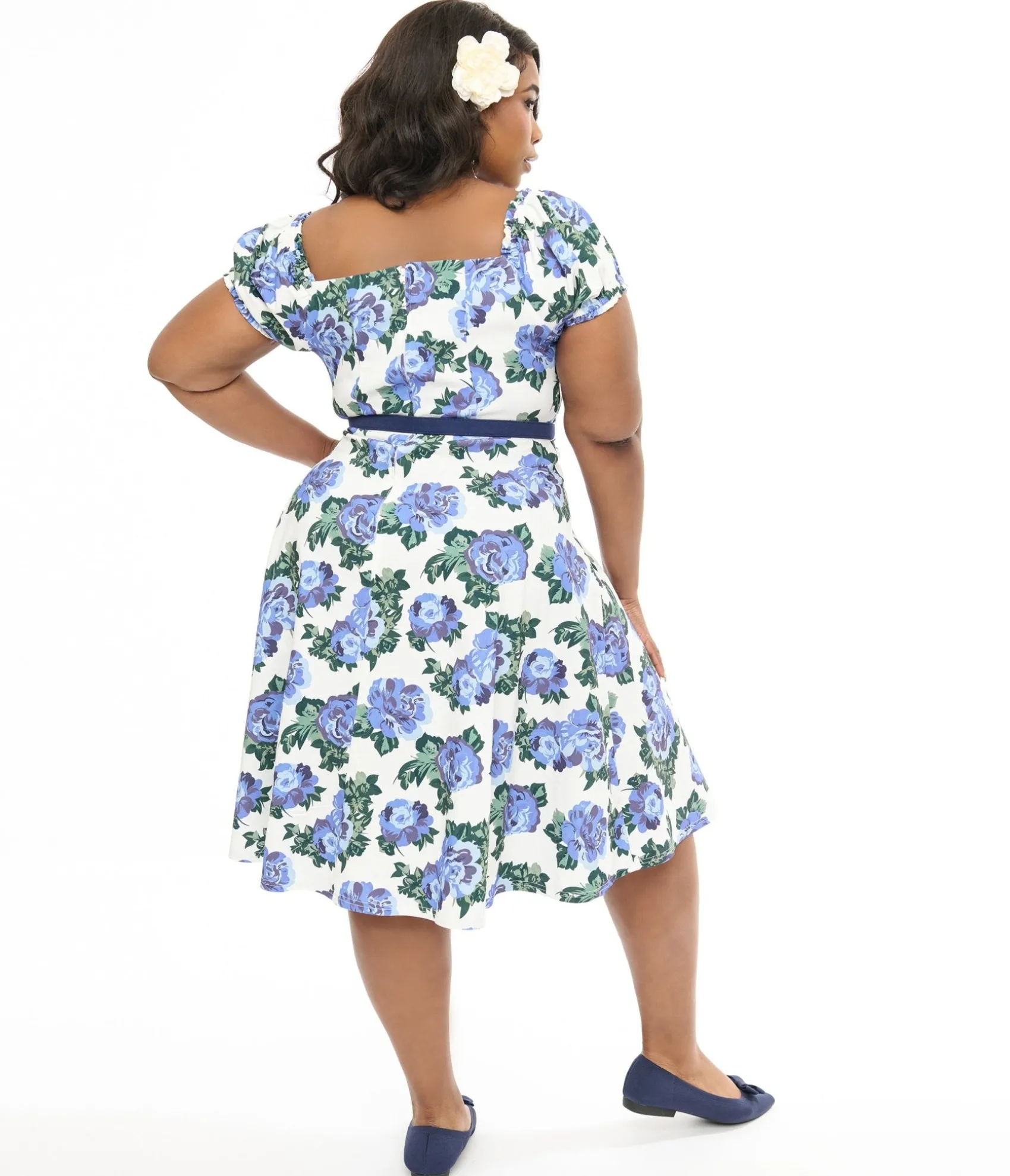 Unique Vintage Plus Size 1960s Blue Winter Ohara Swing Dress Clearance