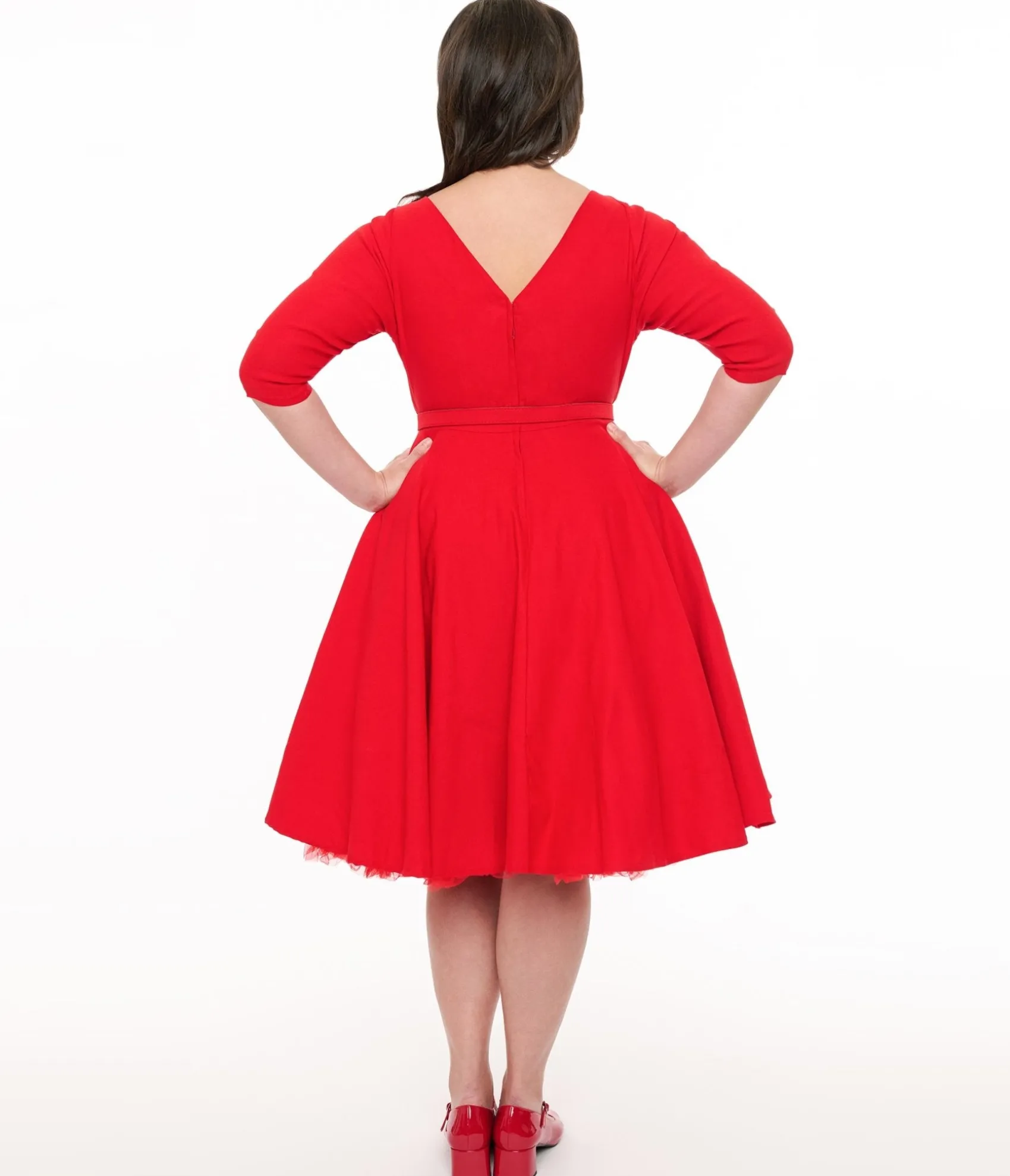 Unique Vintage Plus Size 1950s Bright Red Devon Swing Dress Sale