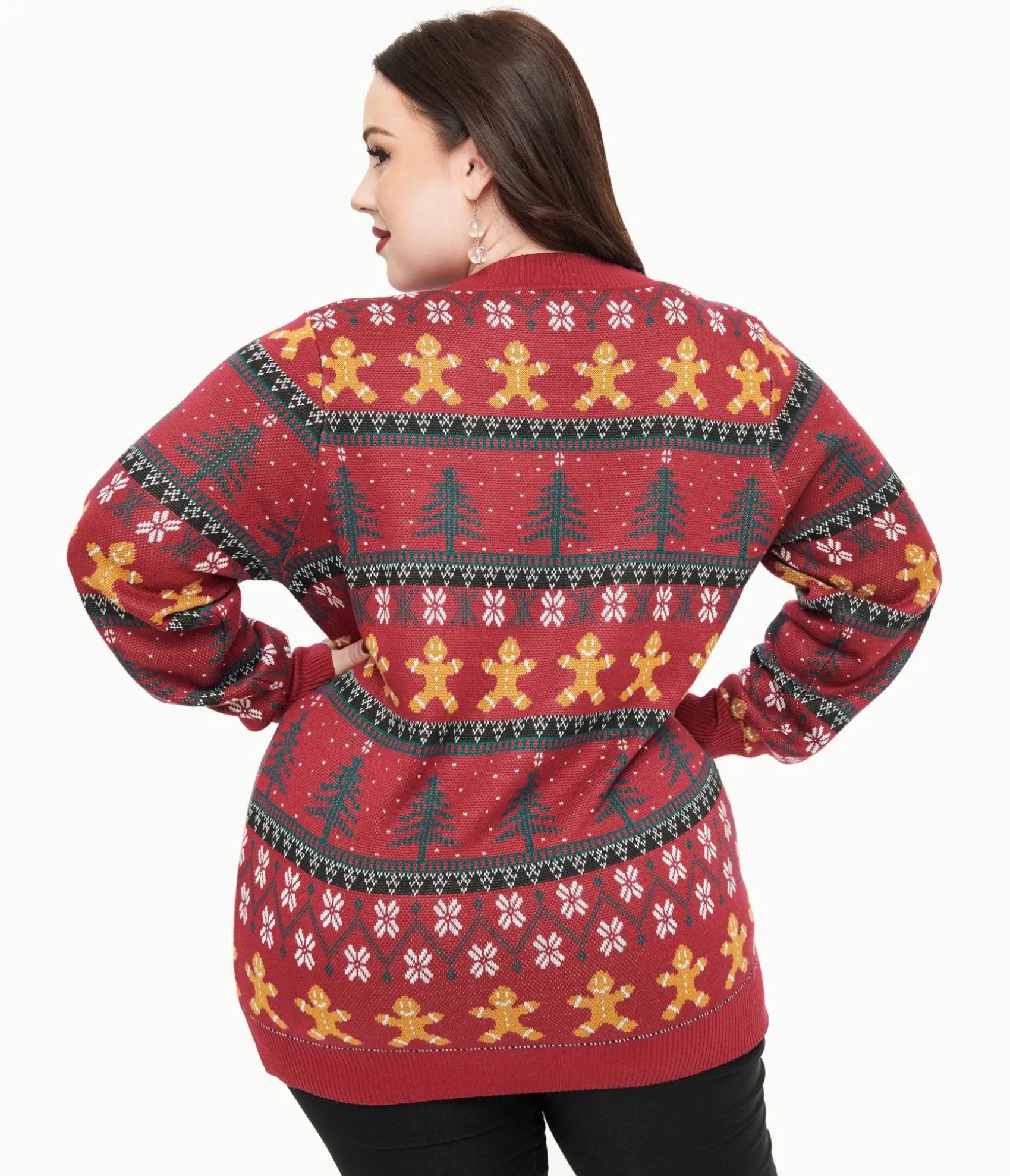 Unique Vintage Plus Size 1960s Burgundy Gingerbread Fair Isle Cardigan Best