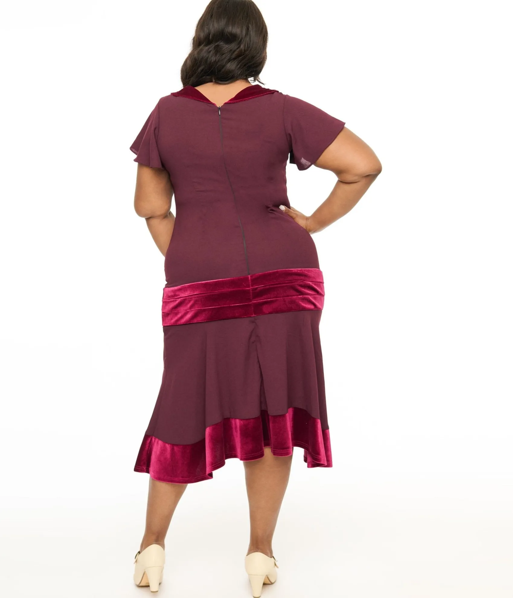 Unique Vintage Plus Size 1920s Burgundy Wilshire Flapper Day Dress Flash Sale