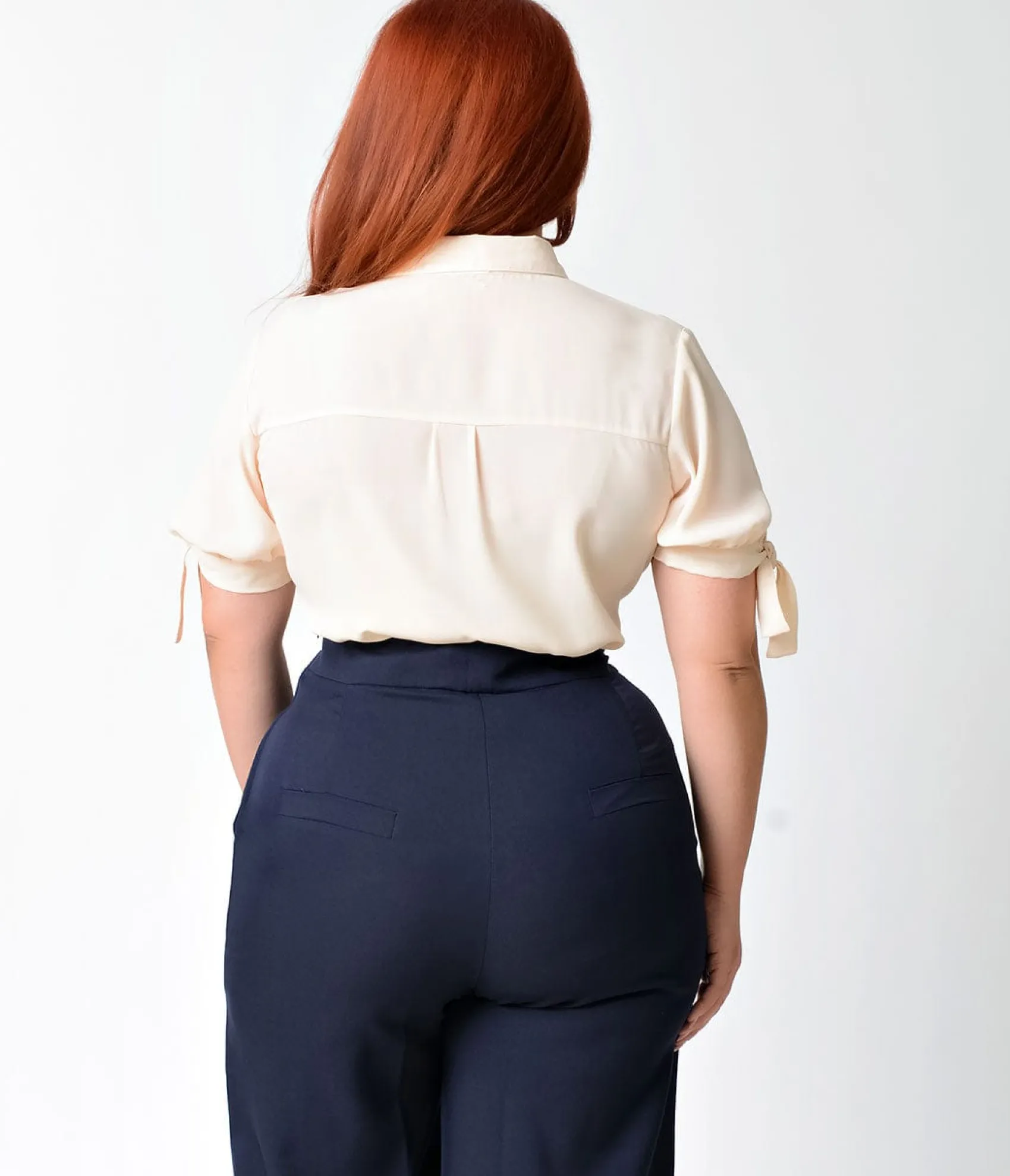 Unique Vintage Plus Size 1940s Cream Short Sleeve Colvin Blouse Cheap