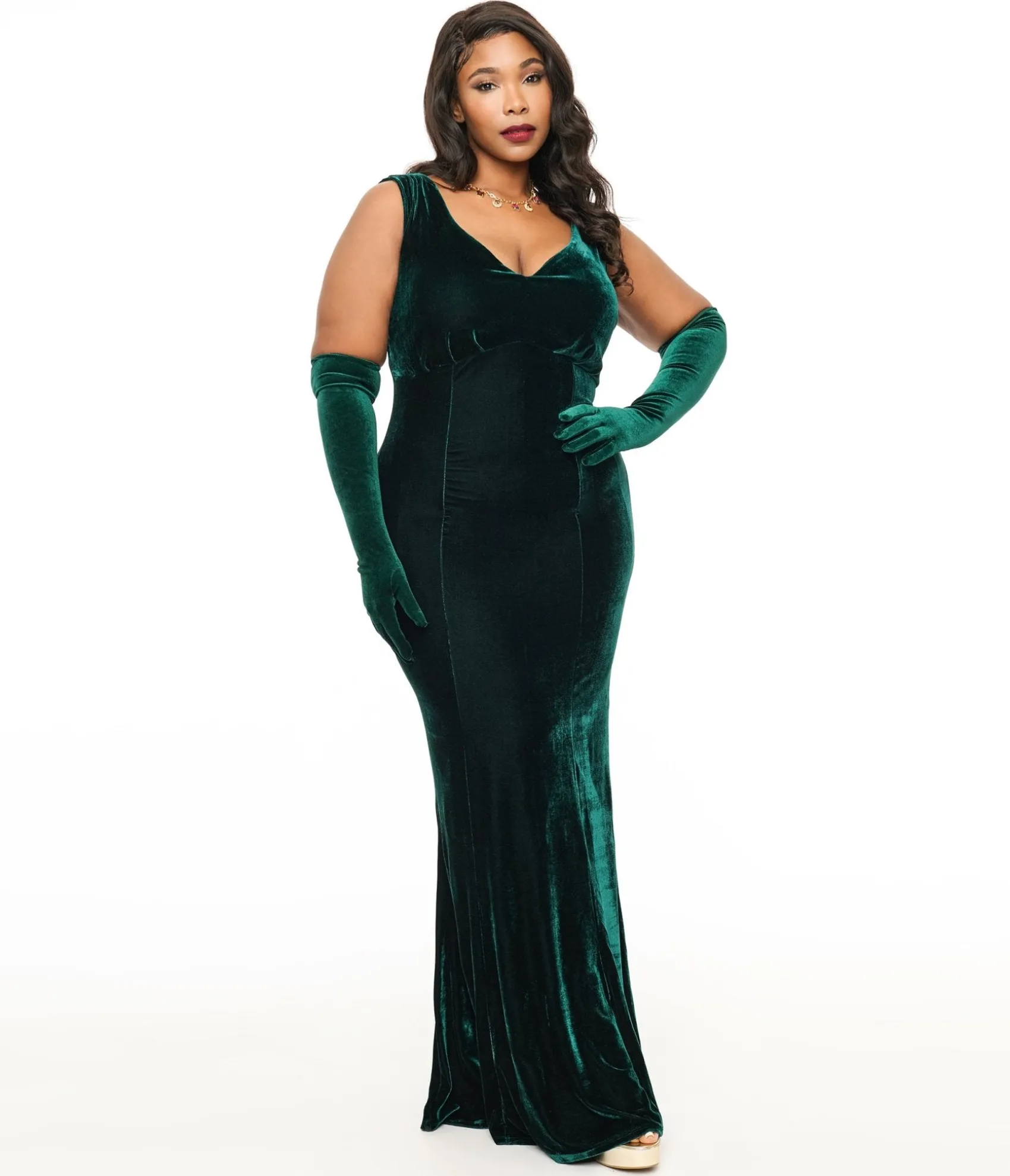 Unique Vintage Plus Size 1930s Emerald Green Velvet Goldwyn Gown Online