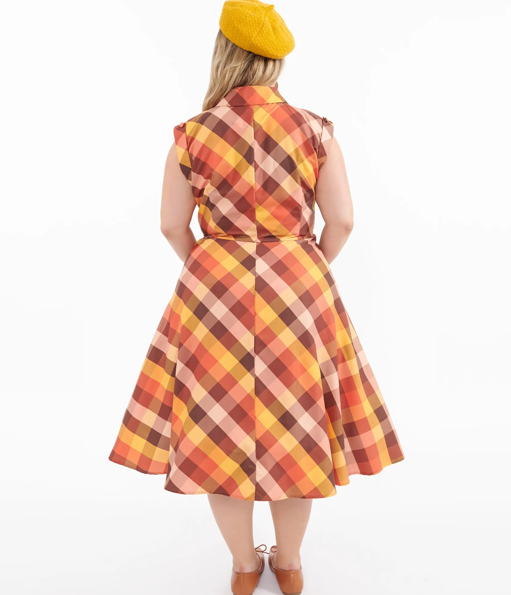 Unique Vintage Plus Size 1950s Fall Madras Plaid Shirt Dress Cheap