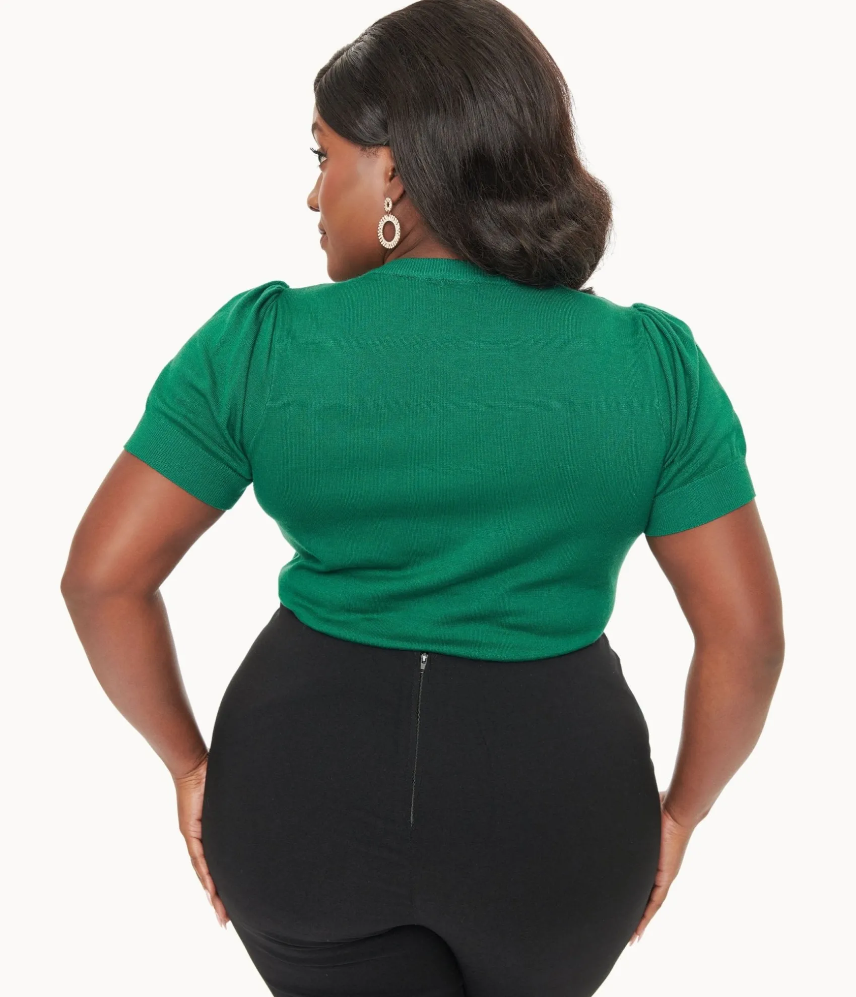 Unique Vintage Plus Size 1950s Green Christmas Embroidered Sweater Flash Sale