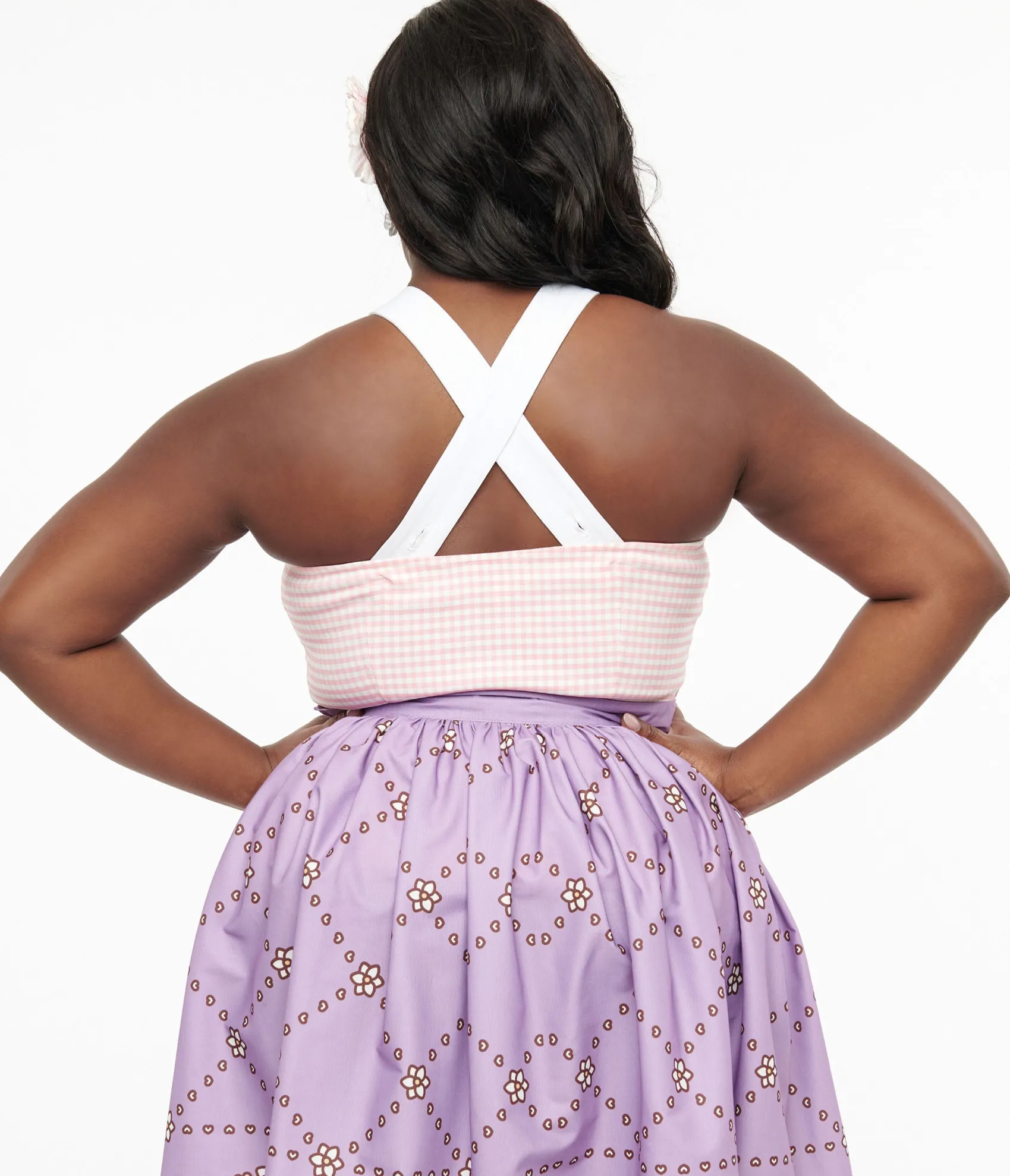 Unique Vintage Plus Size 1960s Pink & White Gingham Porter Top Best