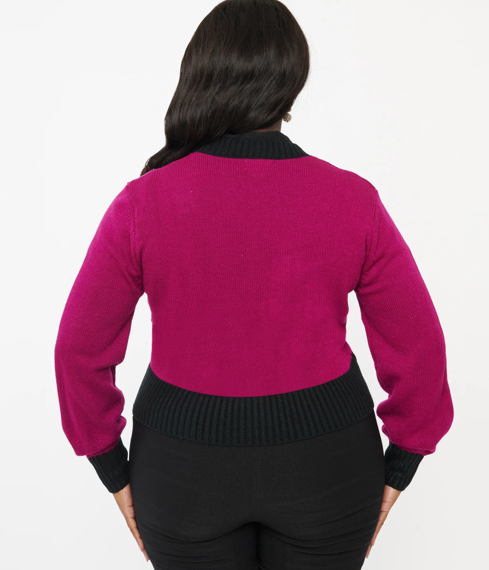 Unique Vintage Plus Size 1950s Purple Butterfly Sweater Cardigan Hot