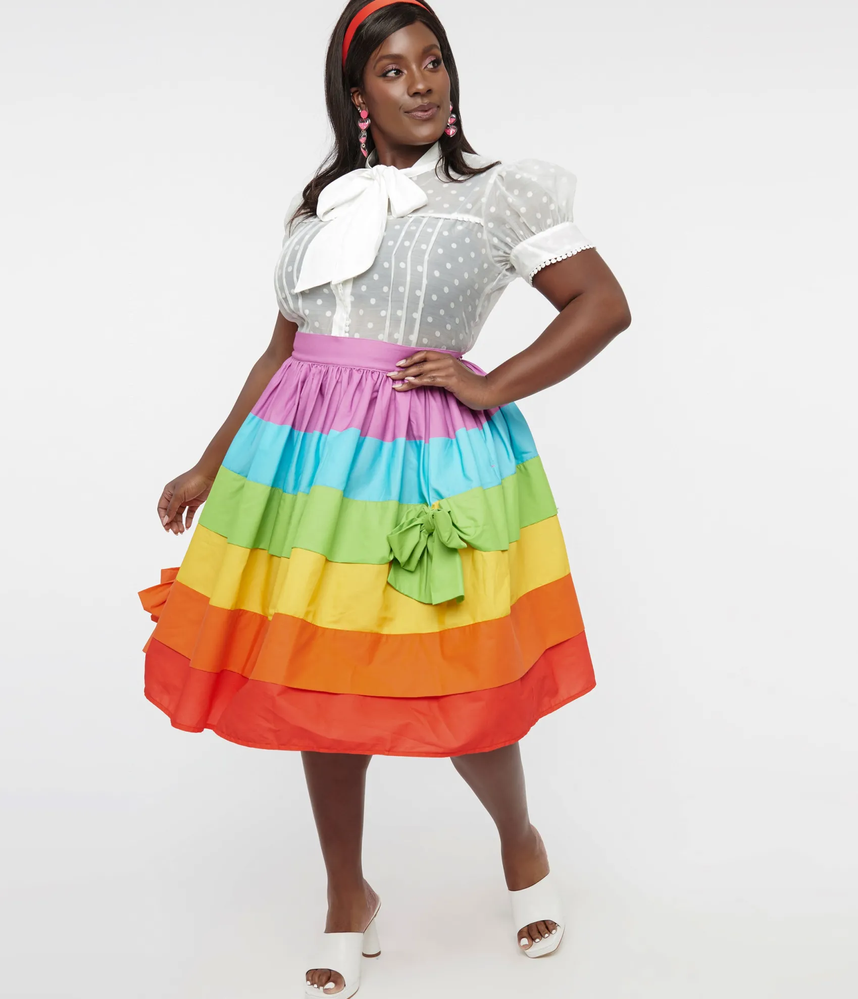Unique Vintage Plus Size 1950s Rainbow Stripe Gellar Swing Skirt Store