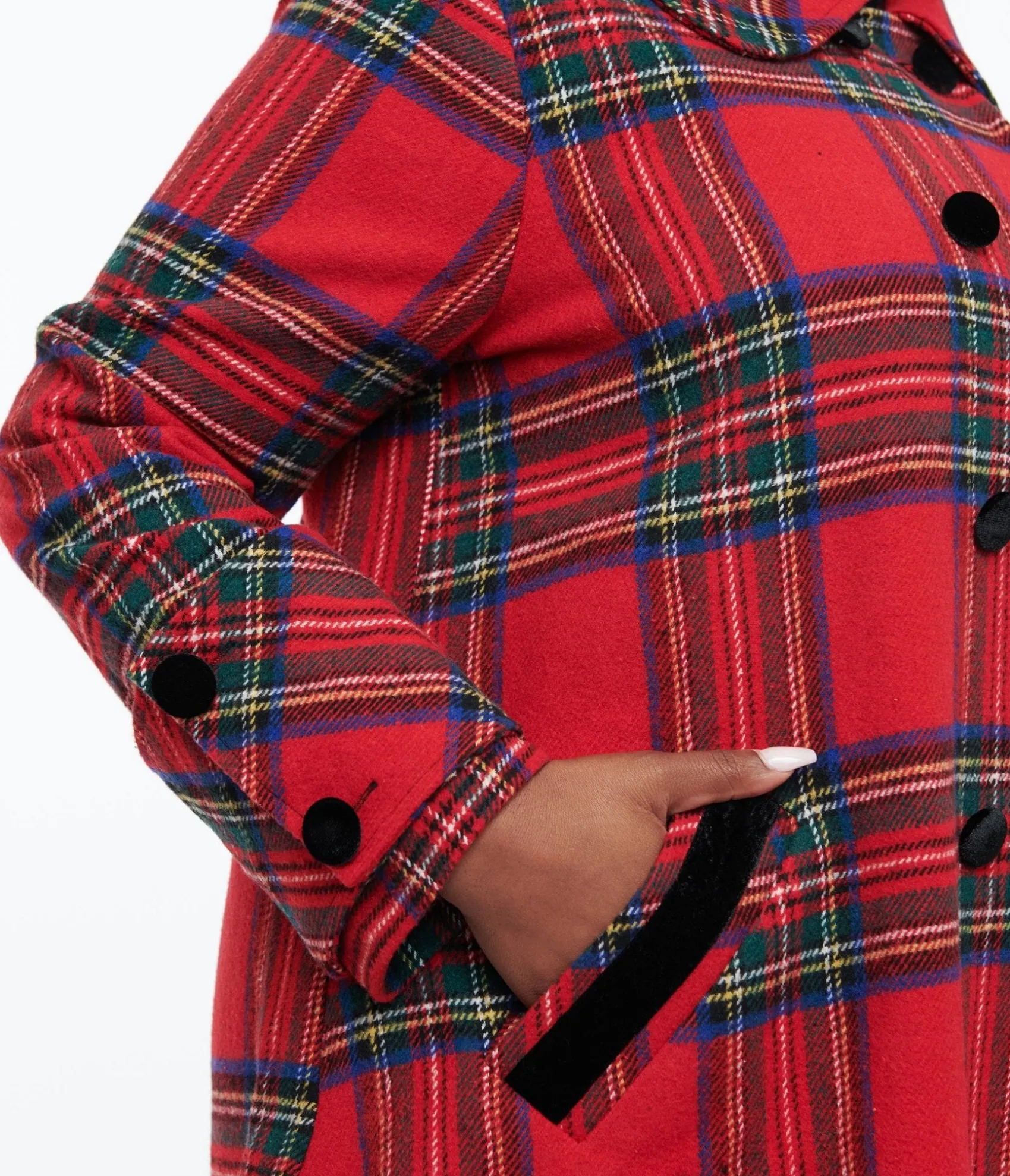 Unique Vintage Plus Size 1960s Red Plaid Peacoat Cheap