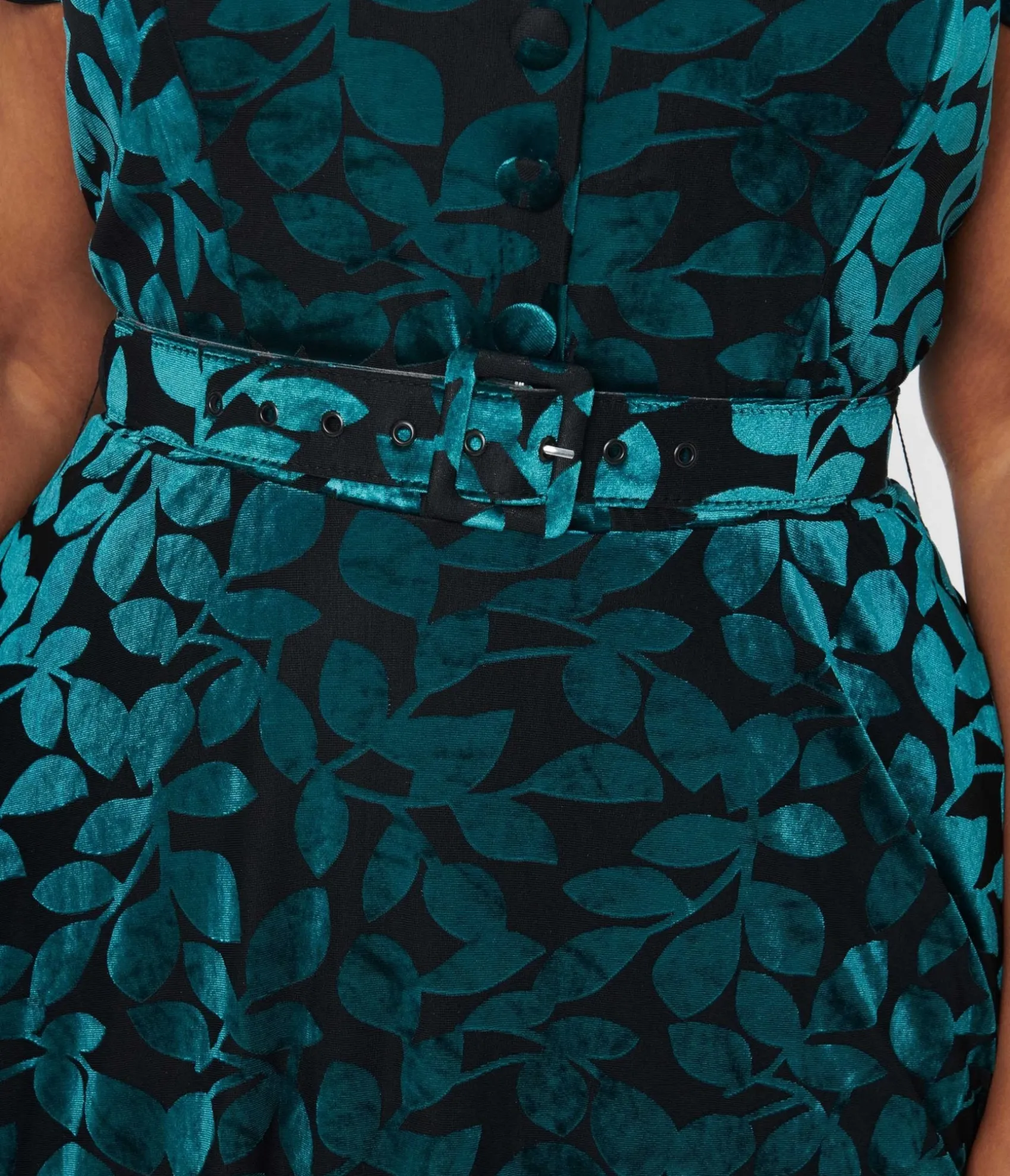 Unique Vintage Plus Size 1950s Teal & Black Velvet Burnout Capelet Swing Dress Flash Sale