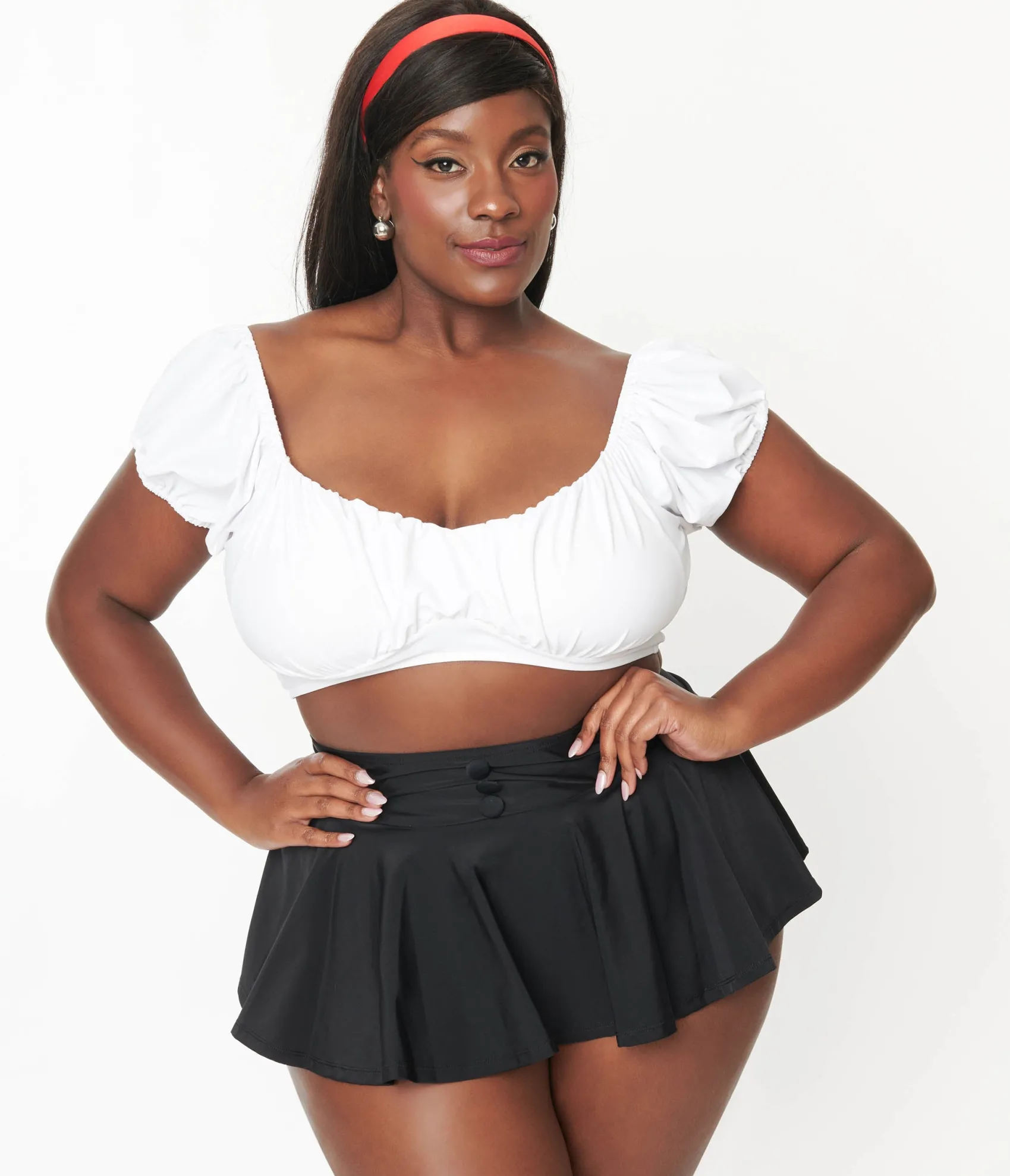 Unique Vintage Plus Size 1940s White Off The Shoulder Swim Top Flash Sale