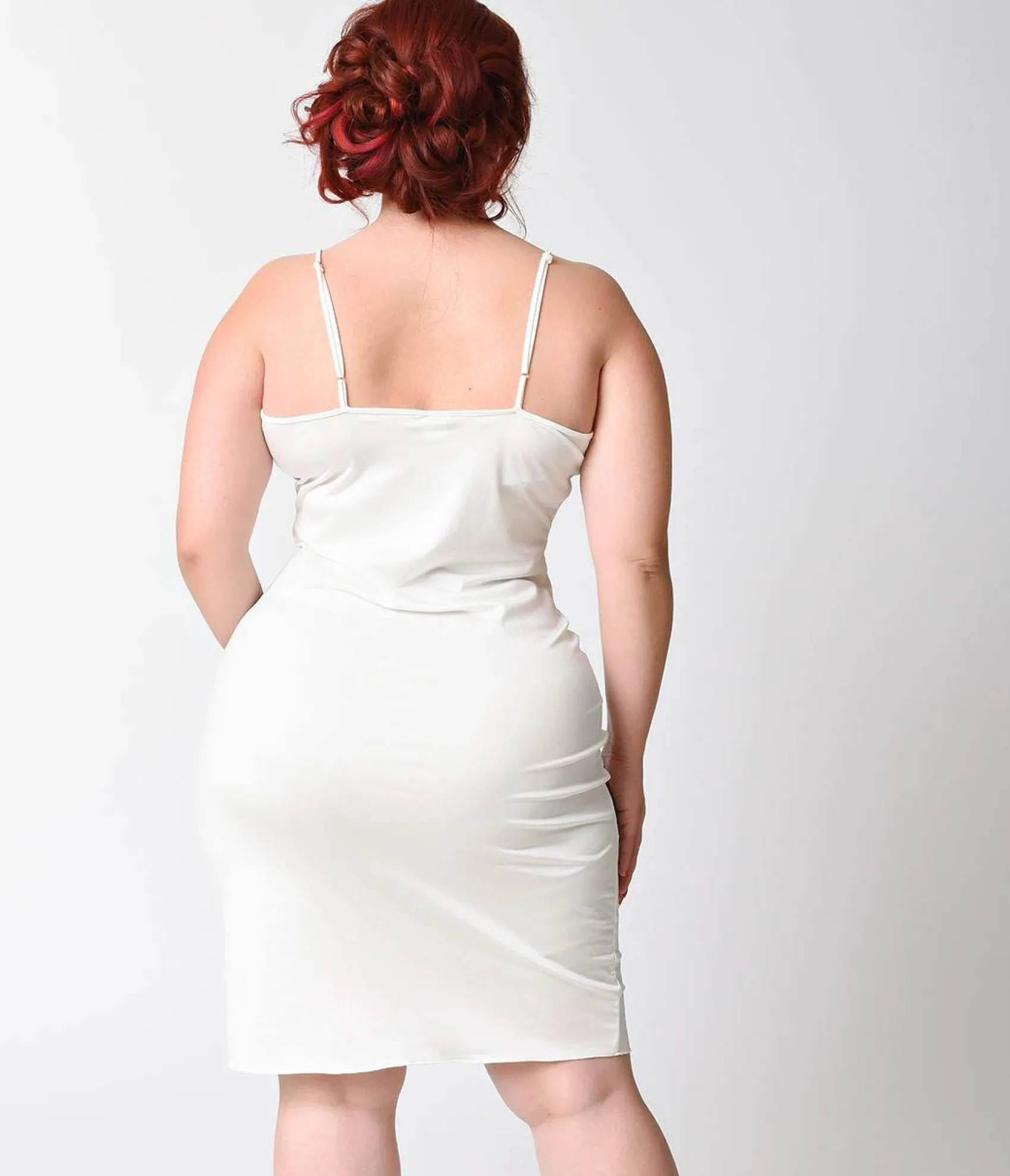 Unique Vintage Plus Size Short White Stretch Slip Store