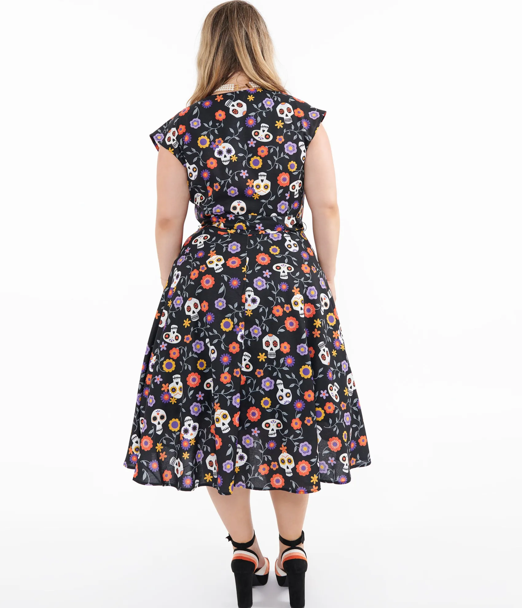 Unique Vintage Plus Size Sugar Skulls Hedda Swing Dress Store