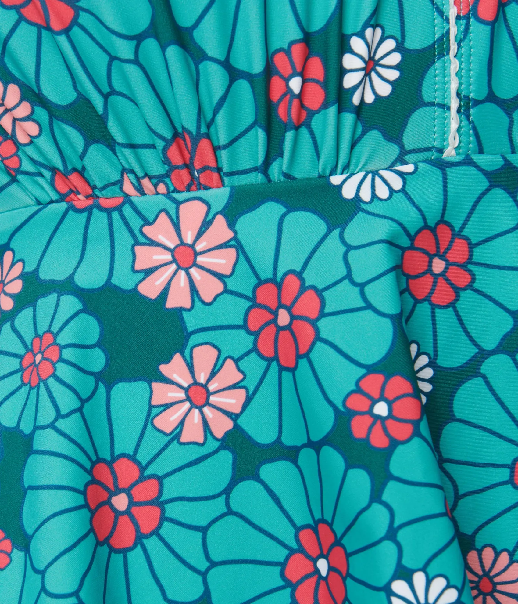 Unique Vintage Plus Size Teal Flower Child Skirted Wendy Swimsuit Cheap