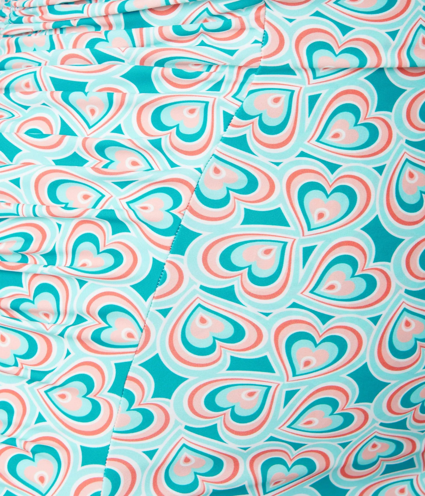 Unique Vintage Plus Size Turquoise Retro Hearts Print Corrine Sheath Swimsuit Discount