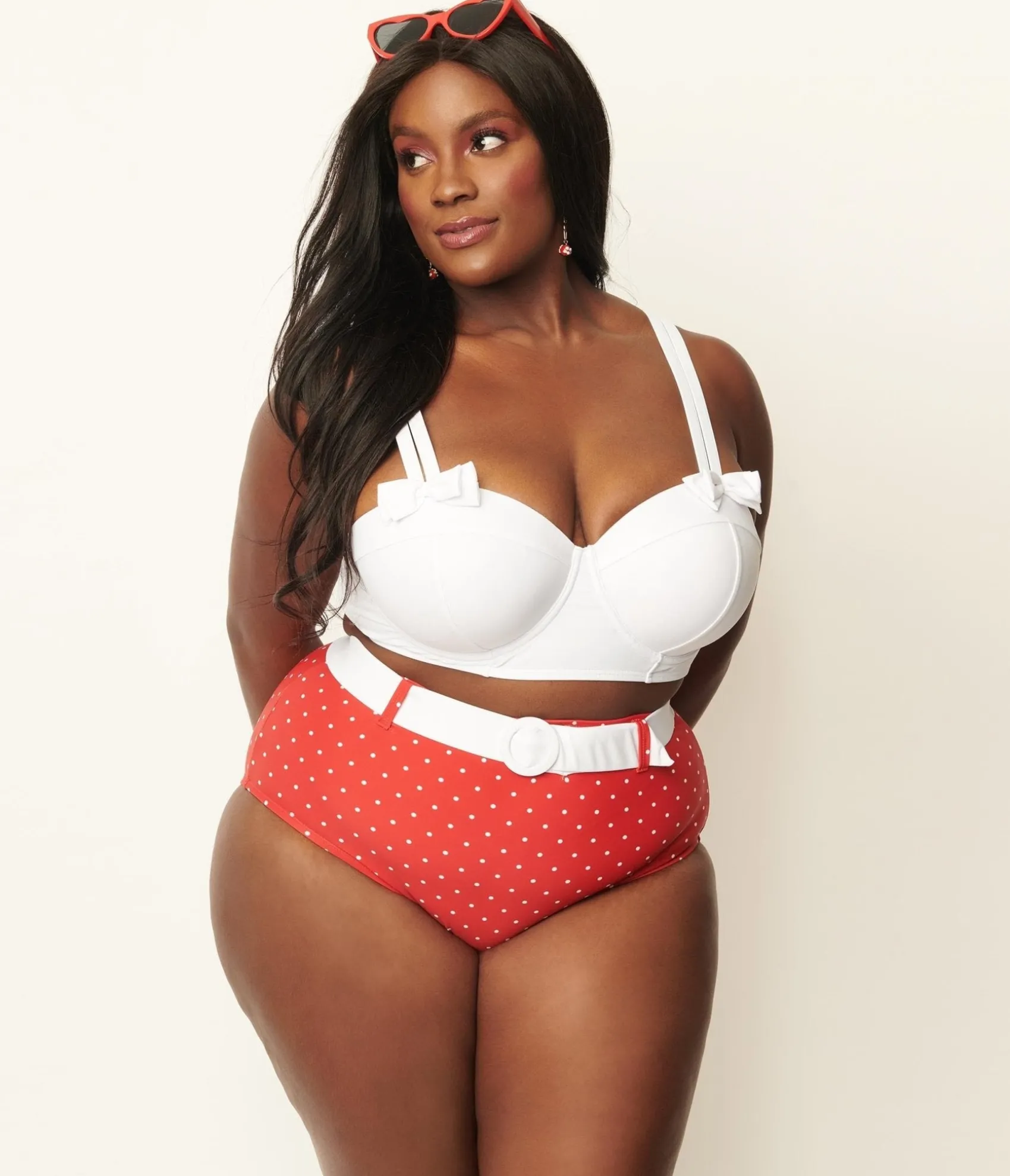 Unique Vintage Plus Size White Bowed Over Swim Top Flash Sale
