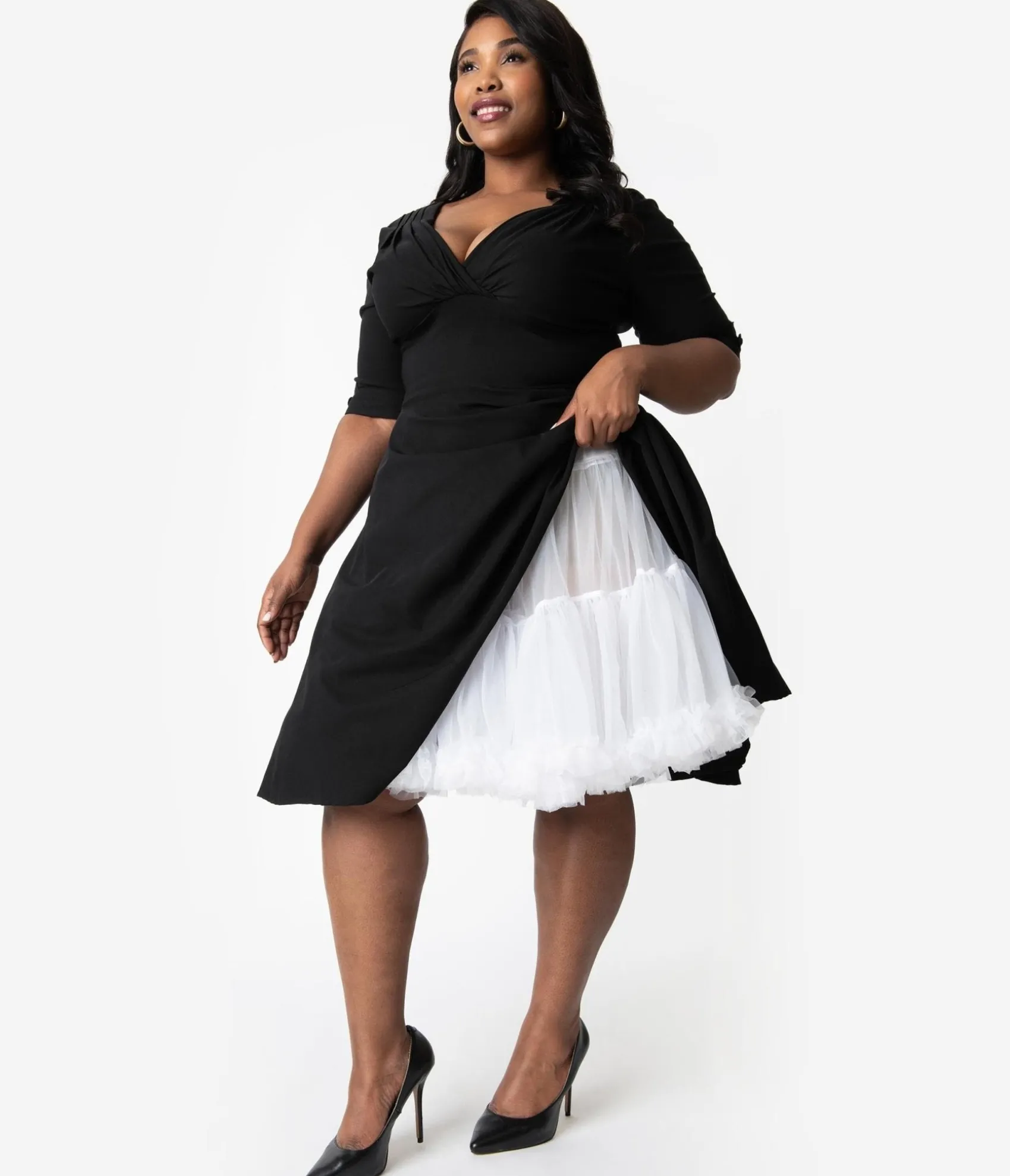 Unique Vintage Plus Size White Retro Style Ruffled Petticoat Crinoline Cheap