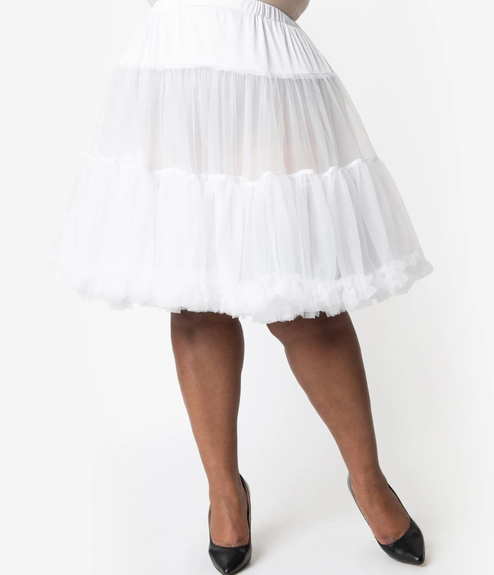 Unique Vintage Plus Size White Retro Style Ruffled Petticoat Crinoline Cheap