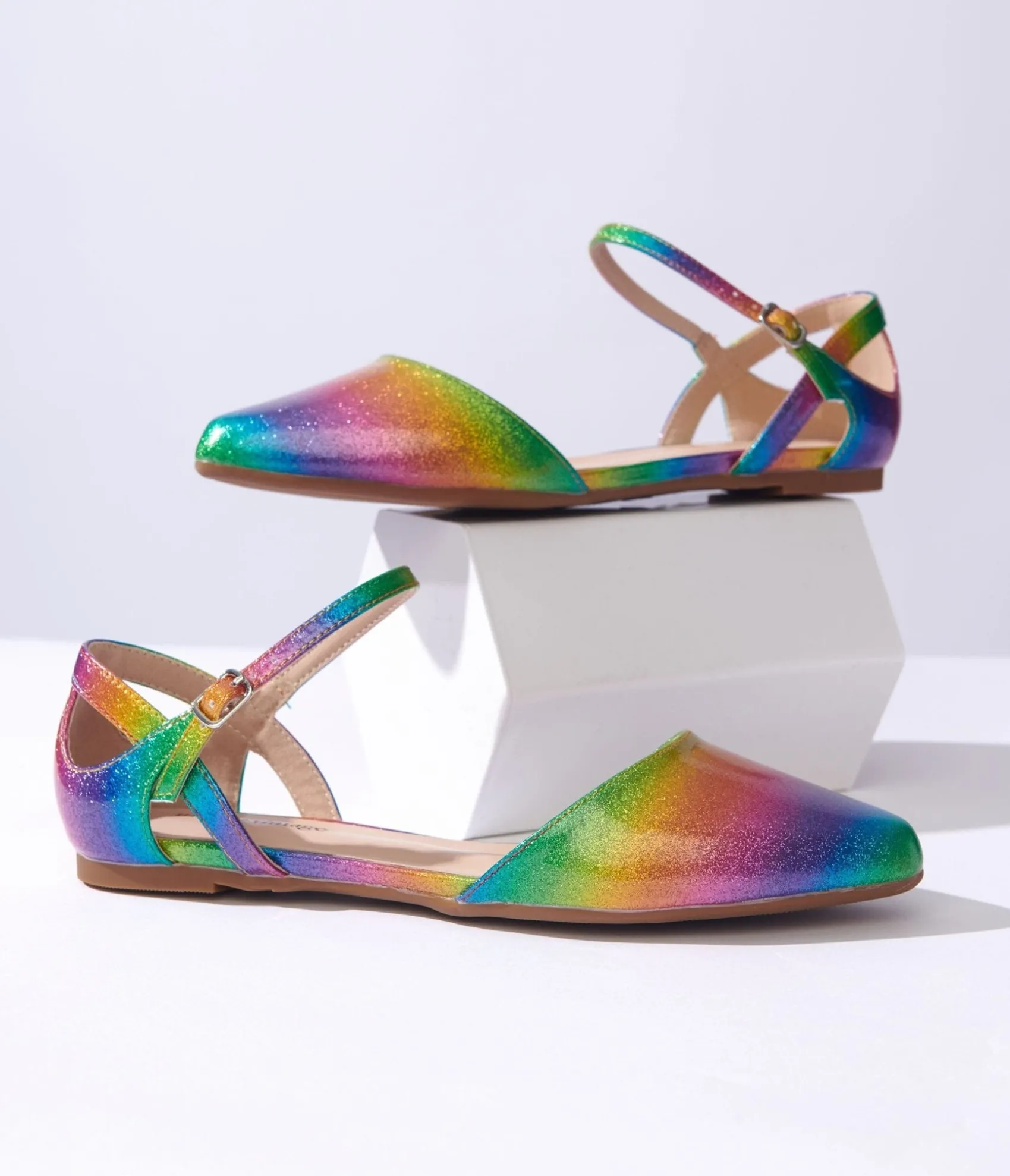 Unique Vintage Rainbow Glitter Libby Flats Best