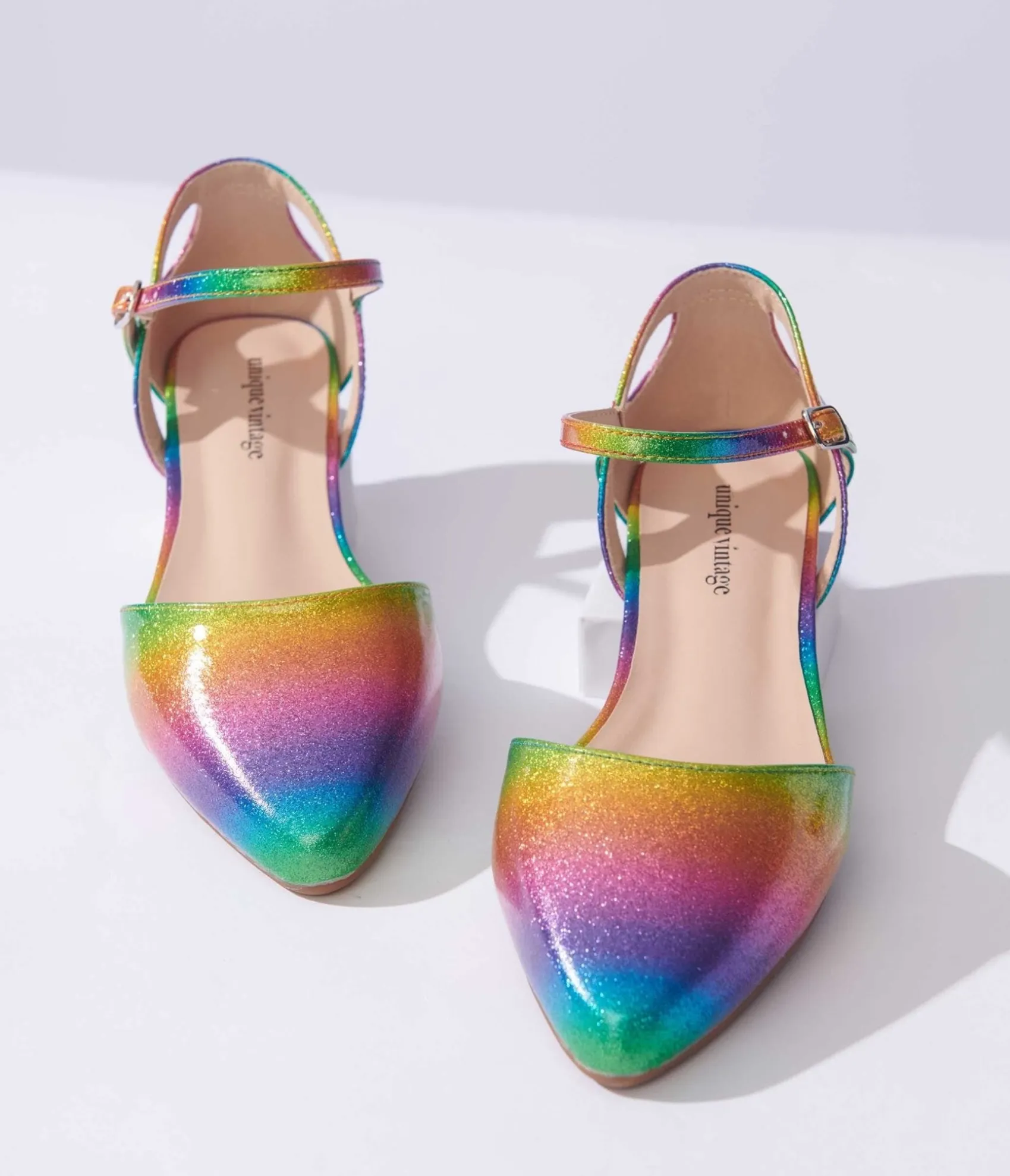 Unique Vintage Rainbow Glitter Libby Flats Best