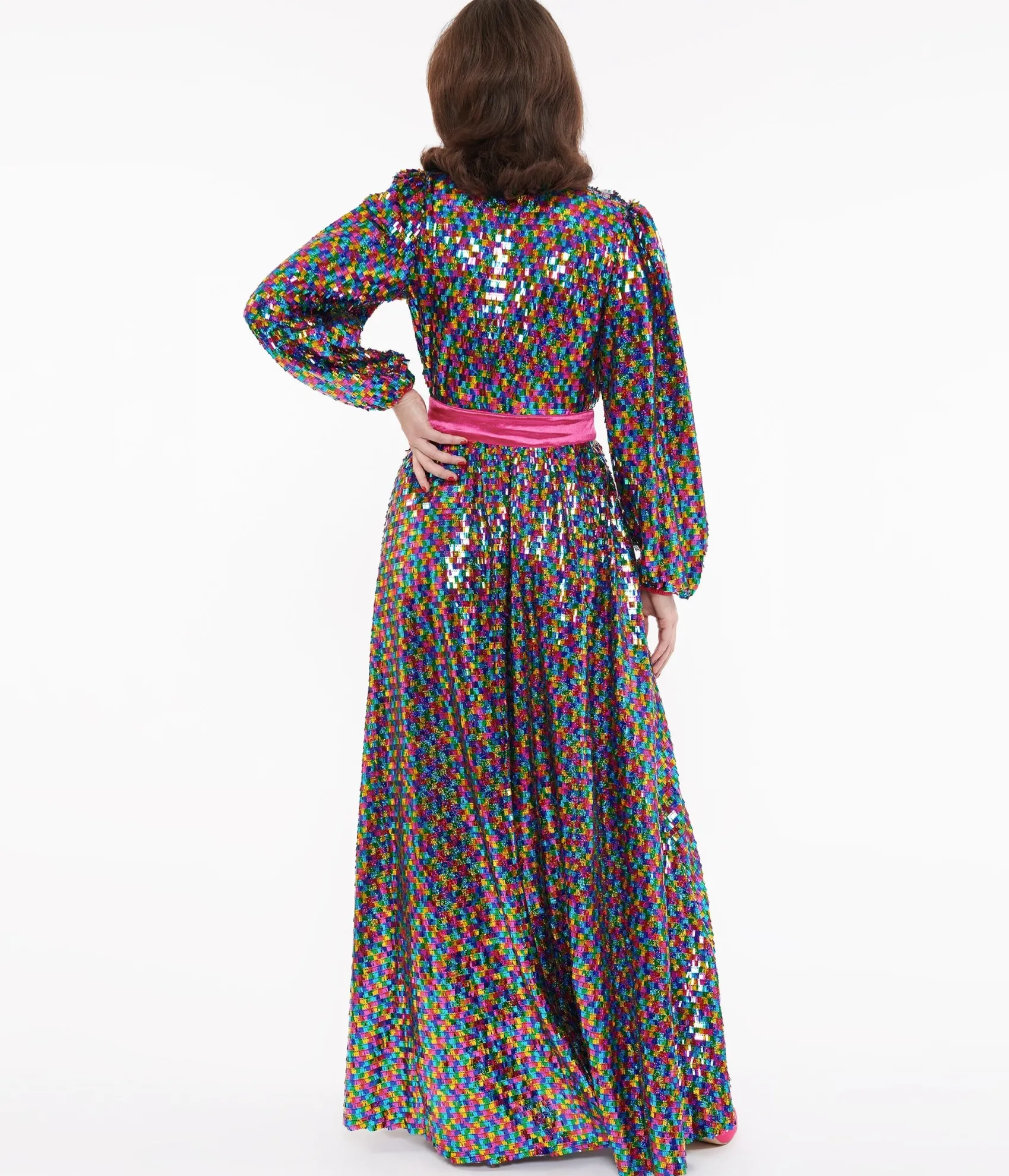 Unique Vintage Rainbow Sequins Hollywood Duster Clearance