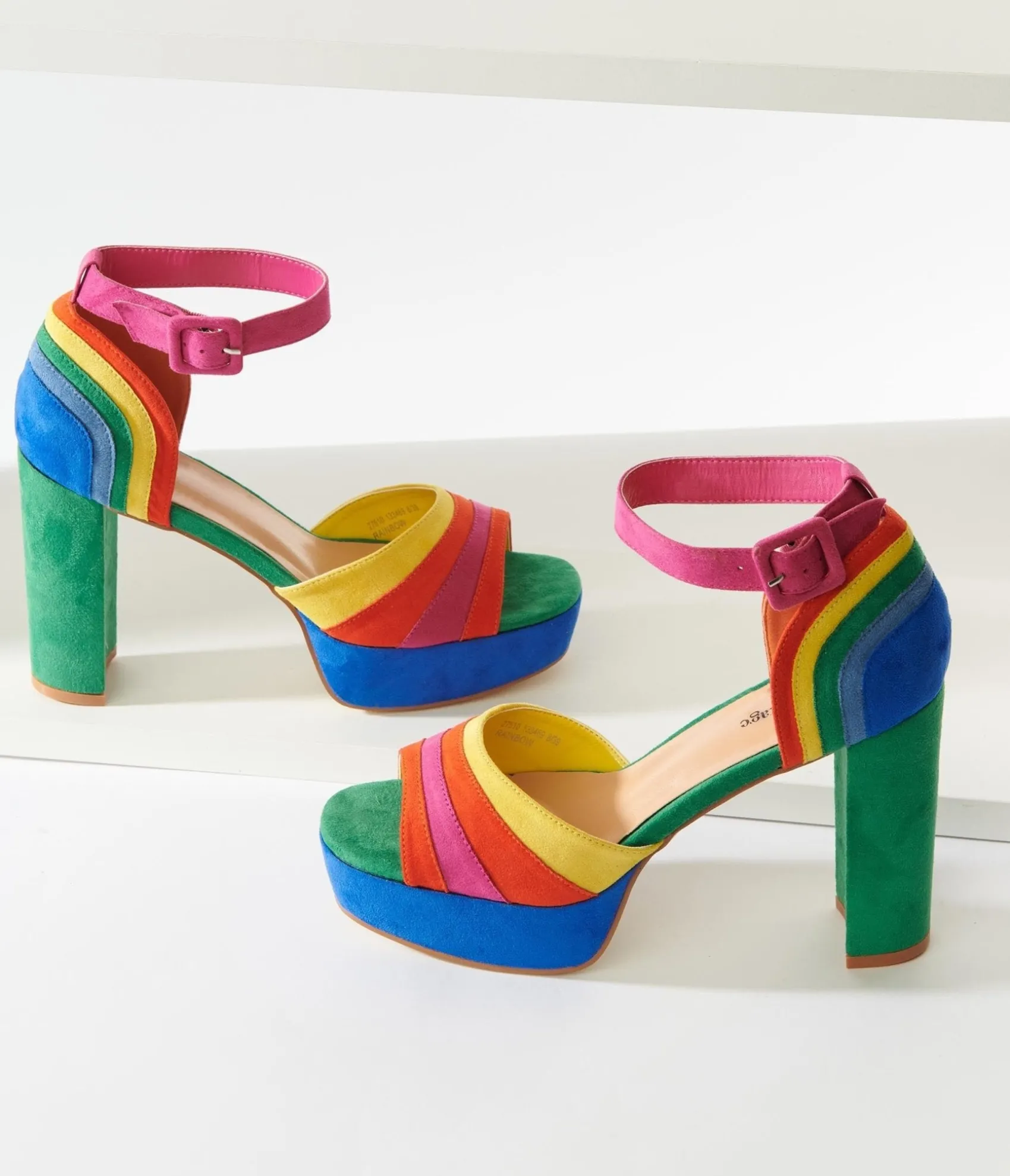 Unique Vintage Rainbow Suede Peep Toe Pumps Discount
