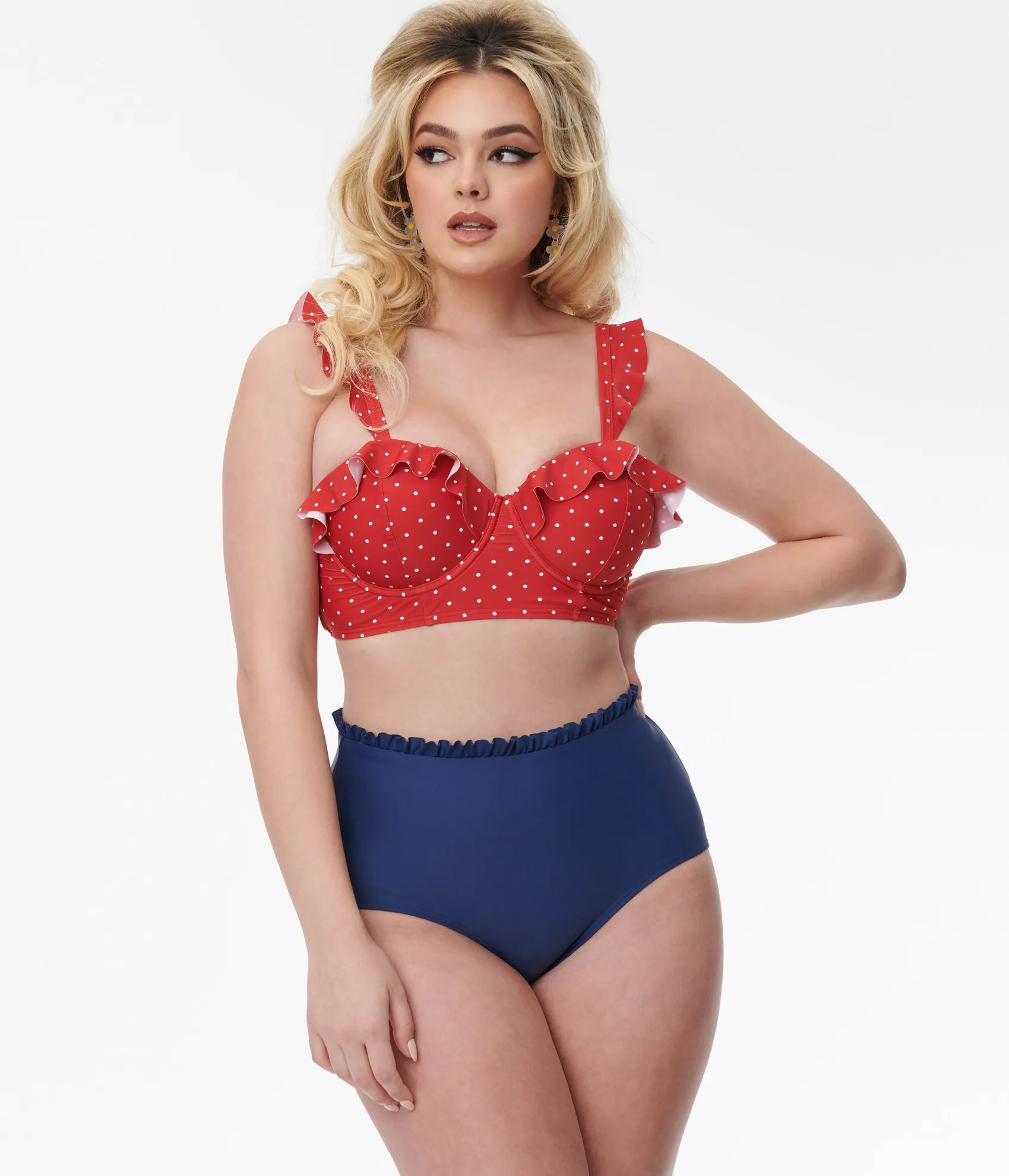 Unique Vintage Red & White Pin Dot Southampton Swim Top Cheap