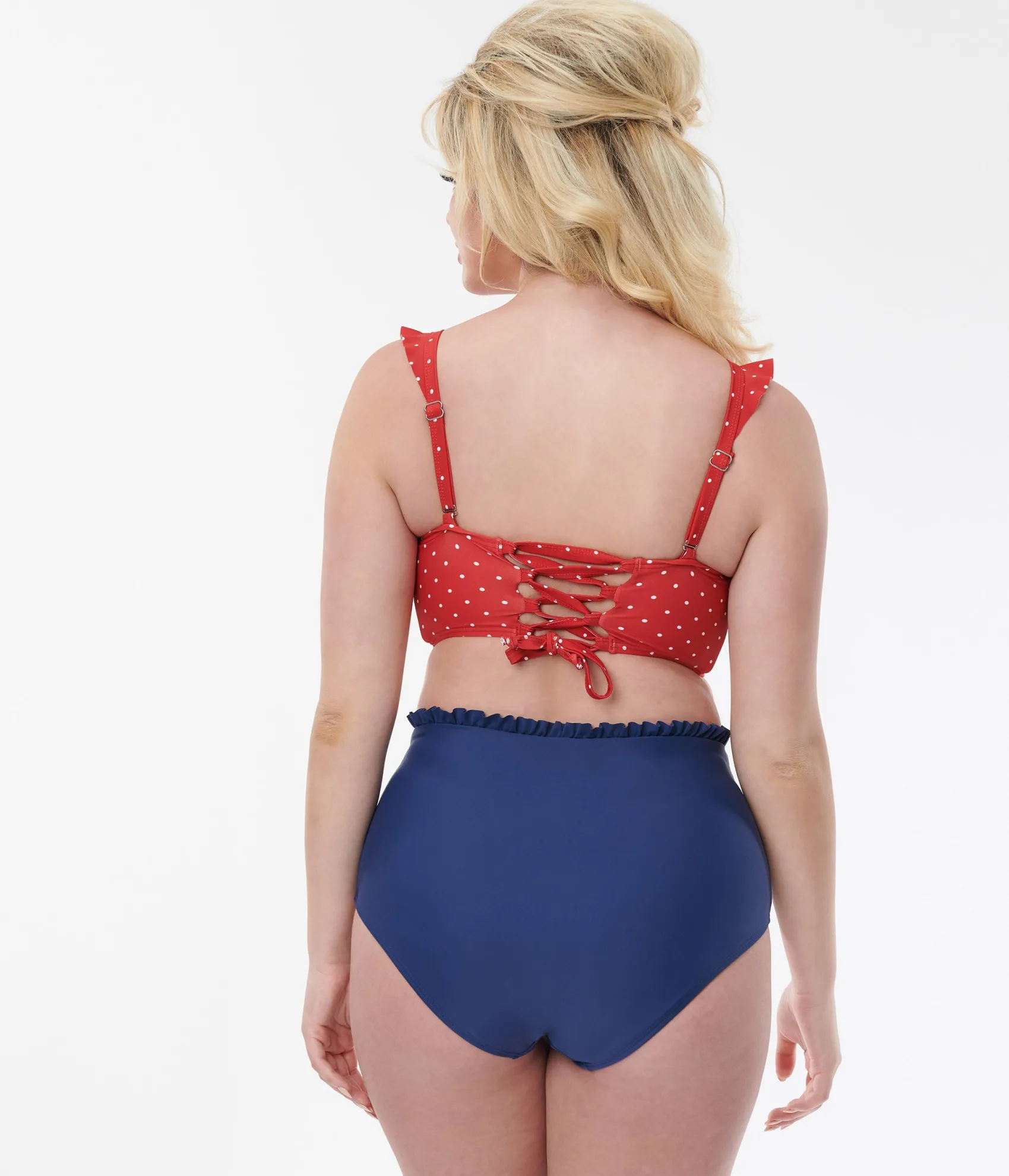 Unique Vintage Red & White Pin Dot Southampton Swim Top Cheap