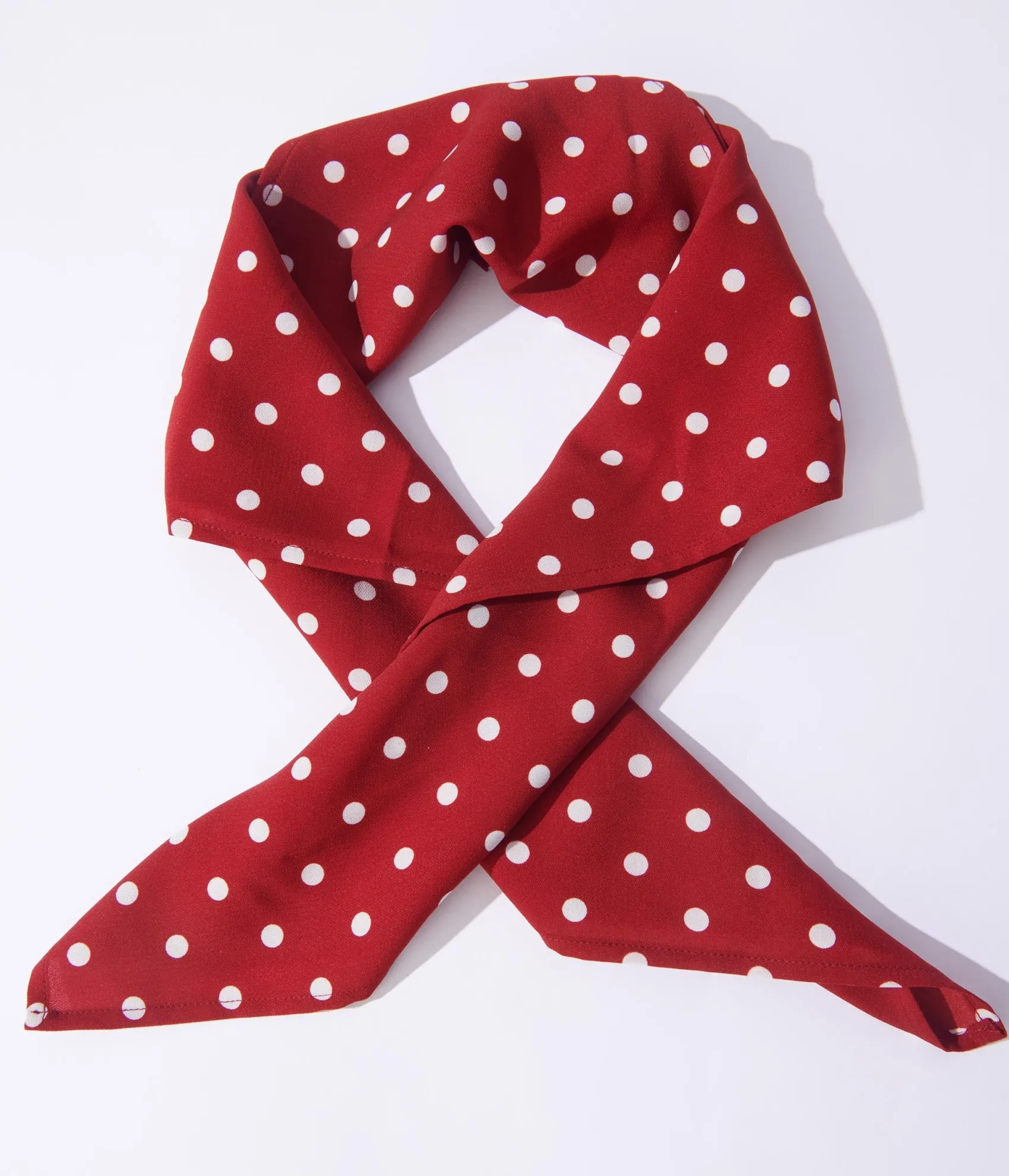 Unique Vintage Red & White Polka Dot Hair Scarf New