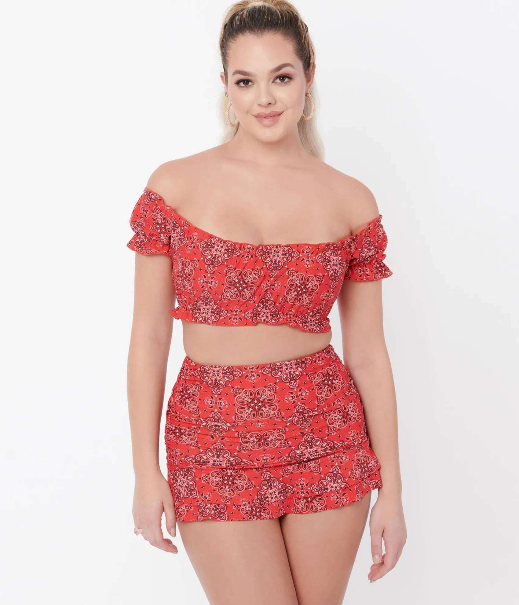 Unique Vintage Red Bandana Print Alice Swim Skirt Best Sale