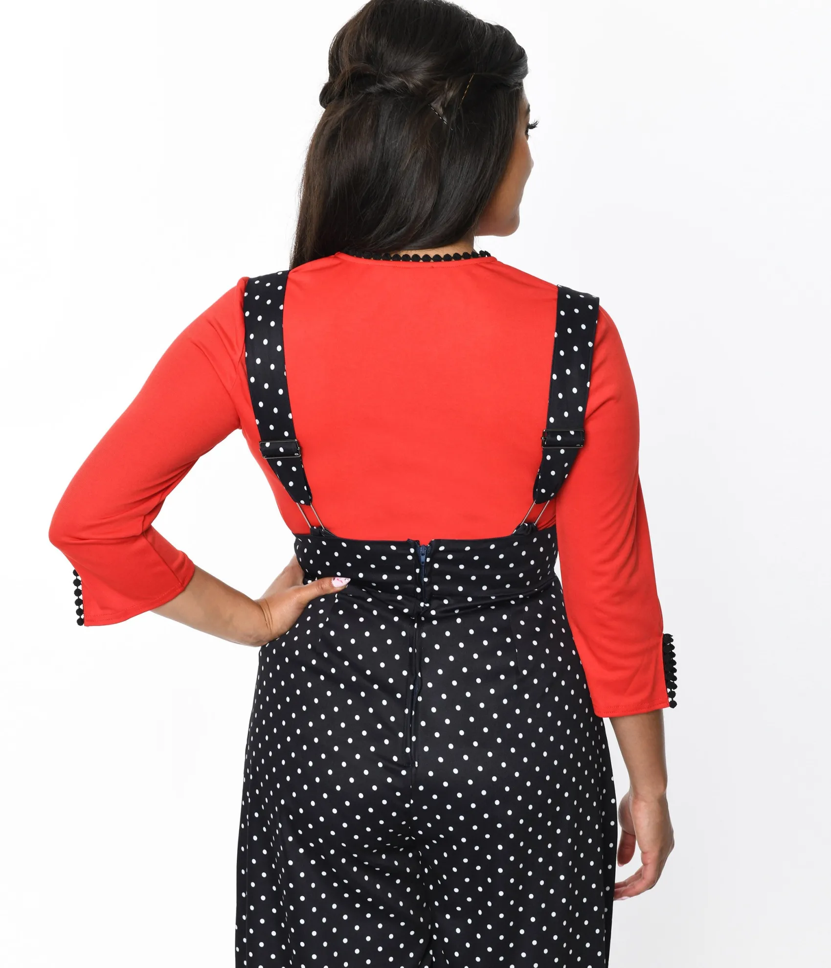 Unique Vintage Red Cutout Neck Tie Top Hot