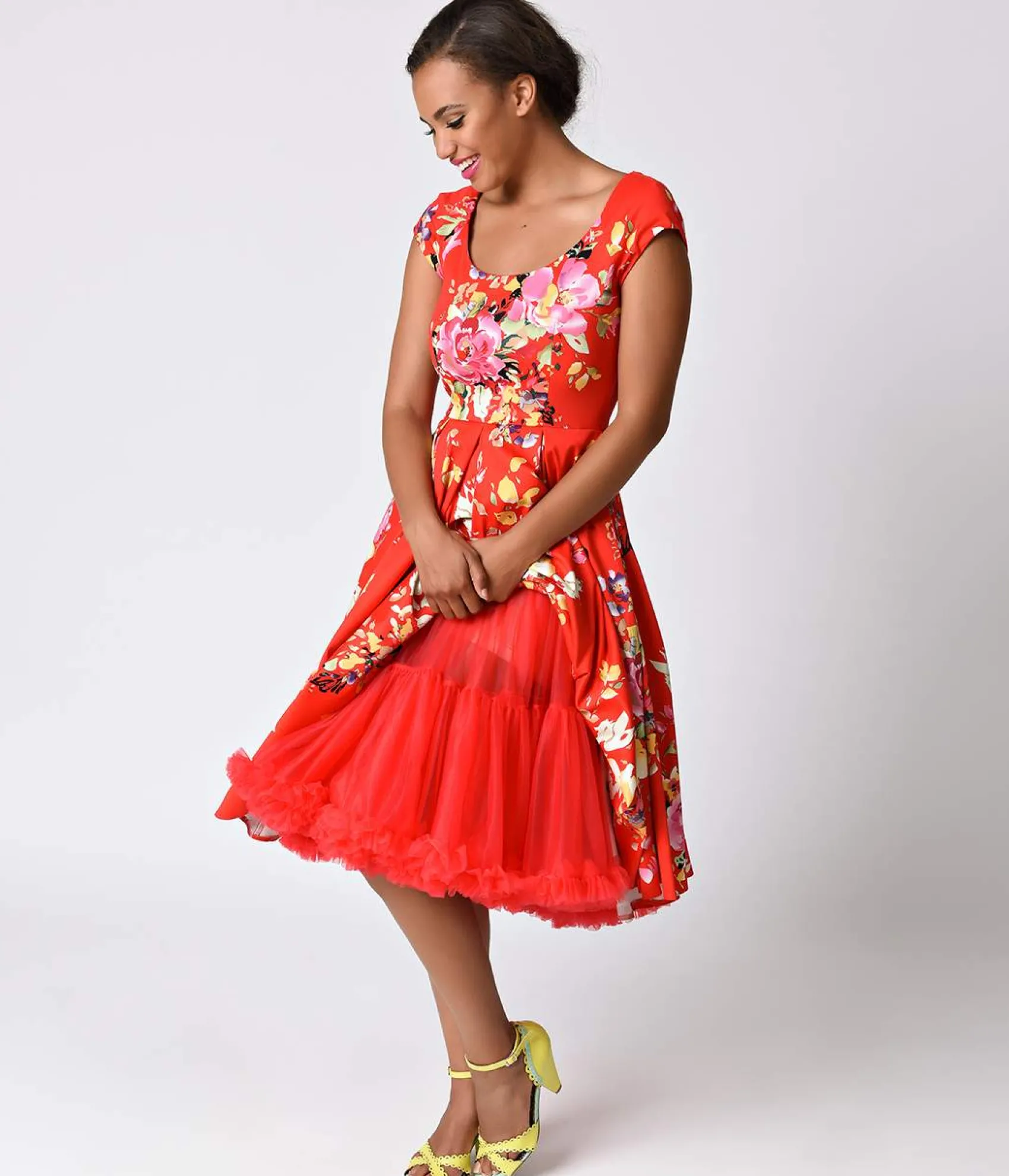 Unique Vintage Red Retro Style Ruffled Petticoat New