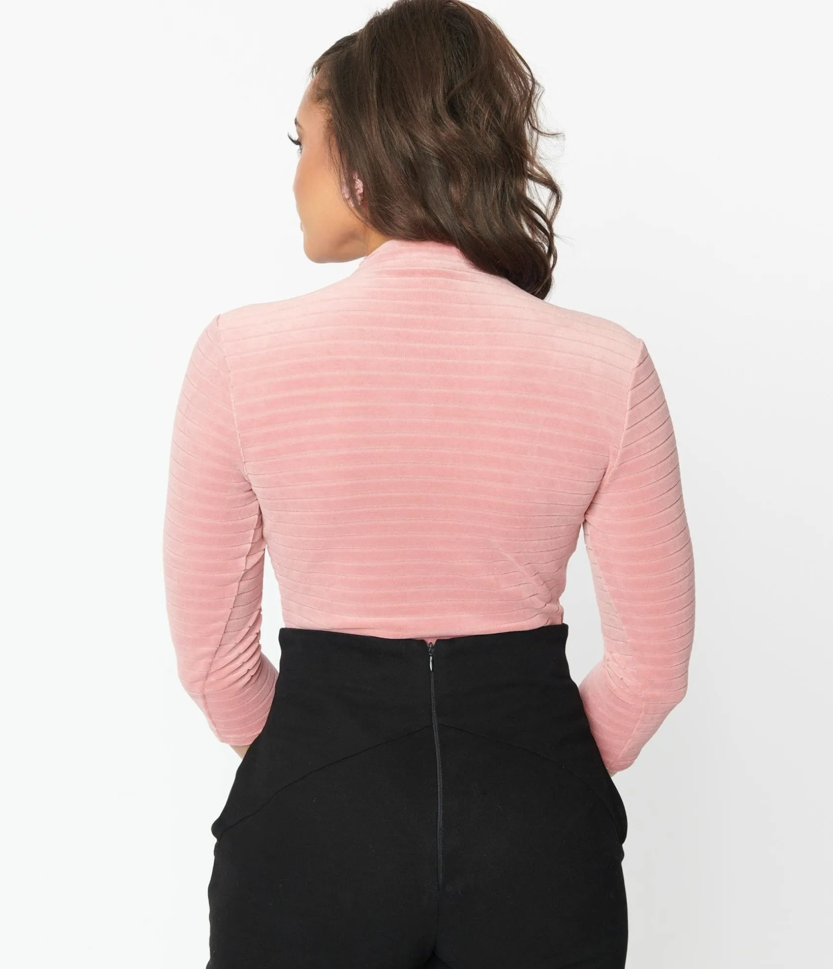 Unique Vintage Rose Velvet Gathered Neckline Friday Night Bodysuit Discount