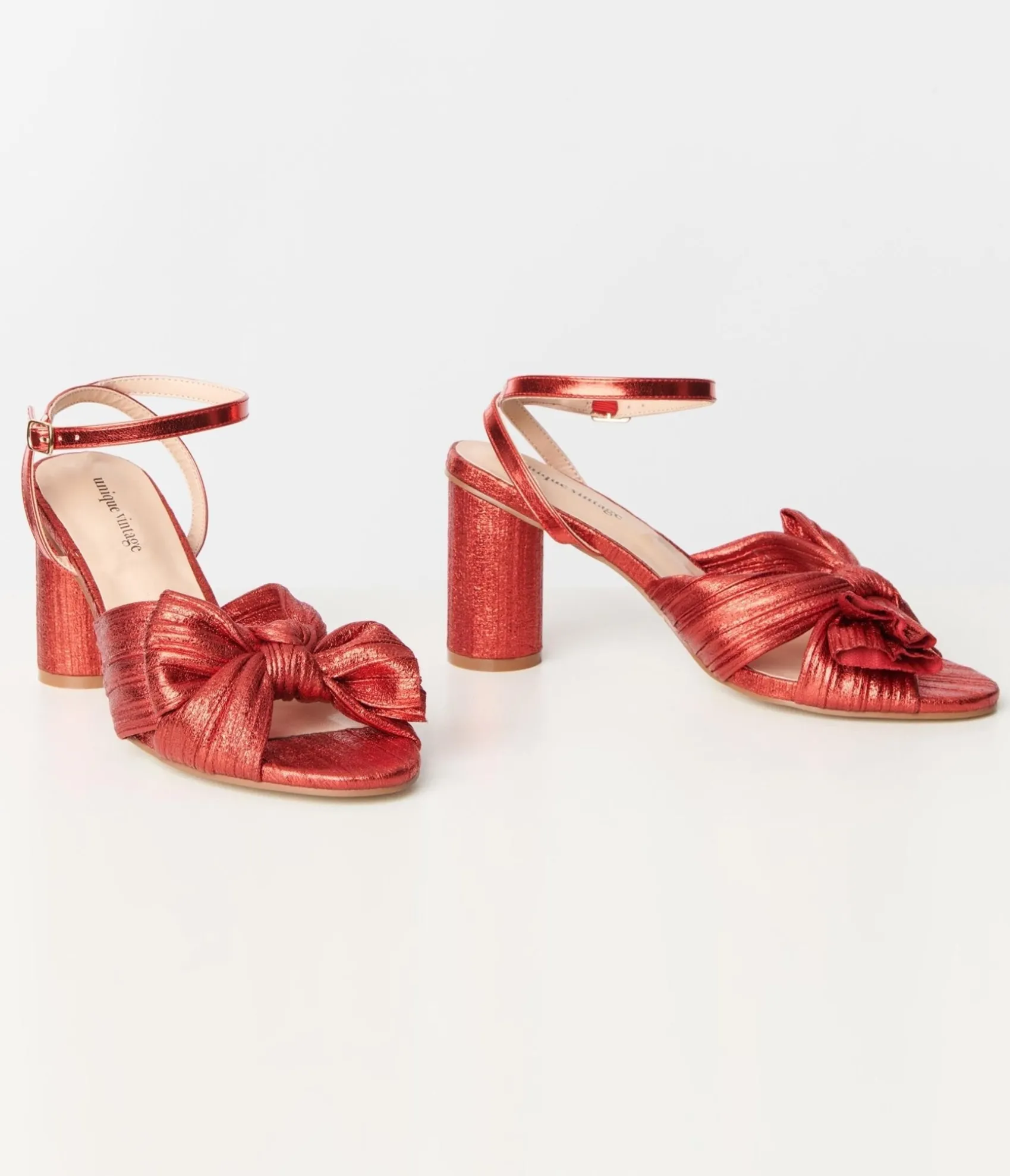 Unique Vintage Ruby Red Slingback Bow Heel Fashion