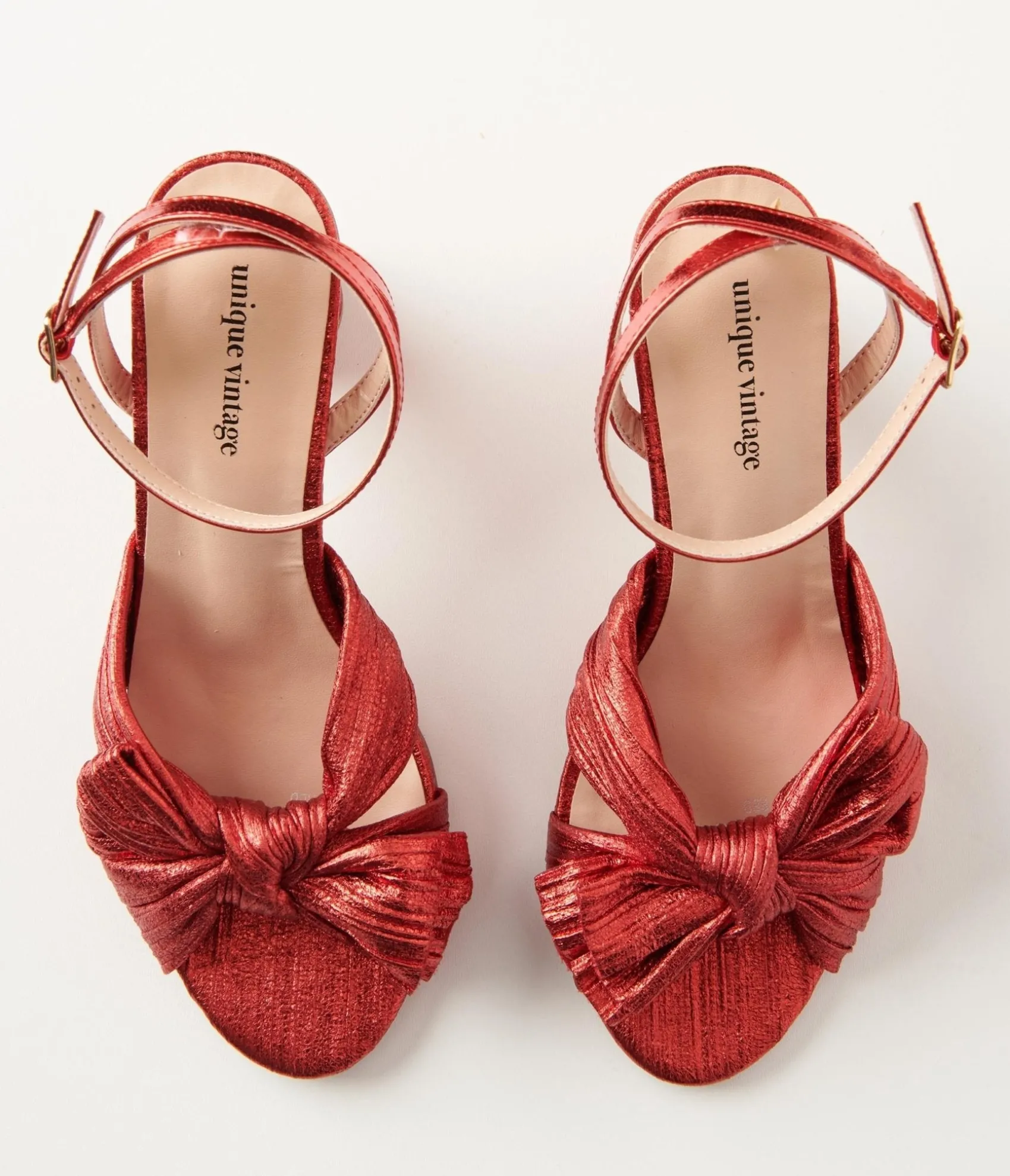 Unique Vintage Ruby Red Slingback Bow Heel Fashion