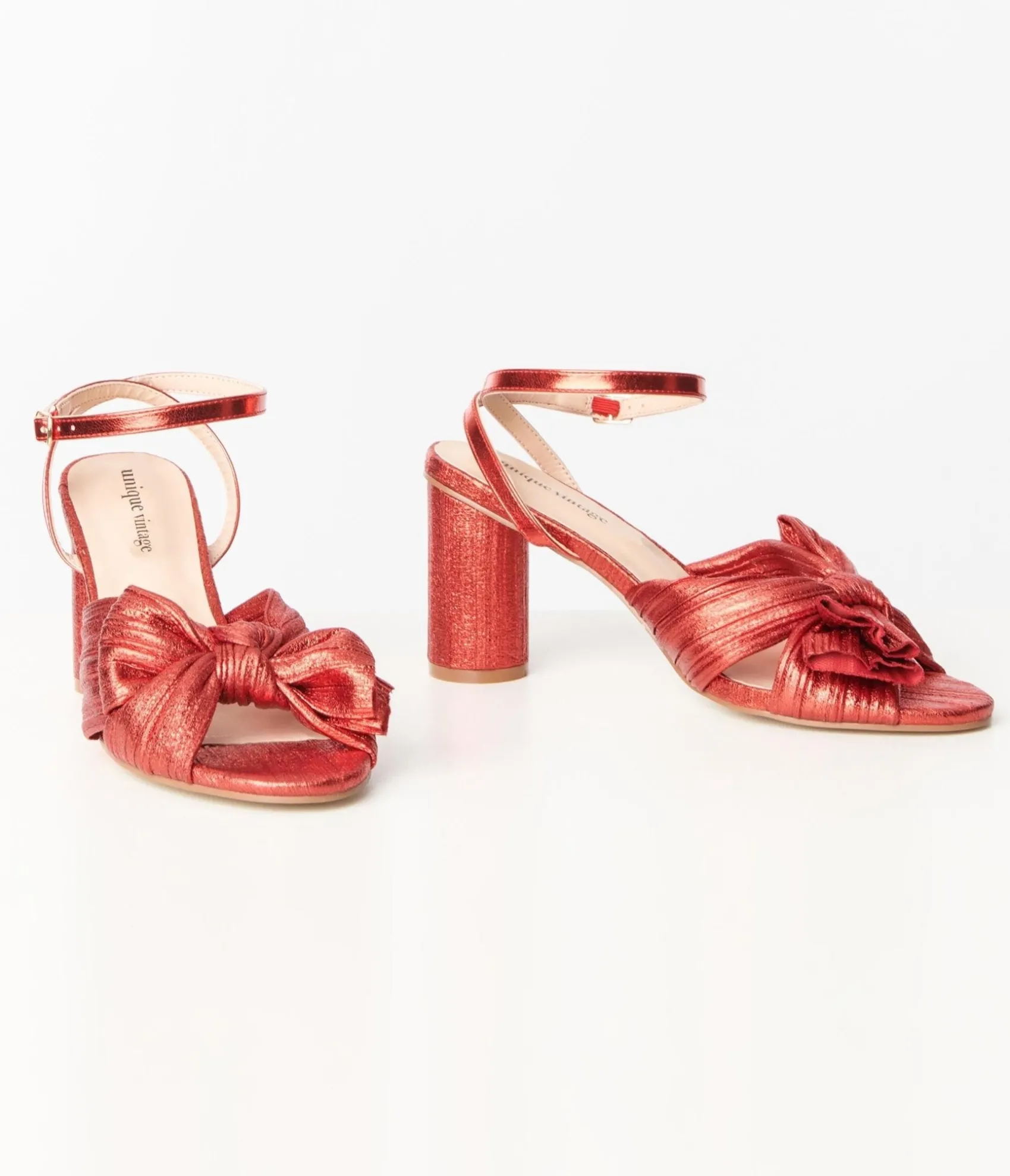 Unique Vintage Ruby Red Slingback Bow Heel Fashion