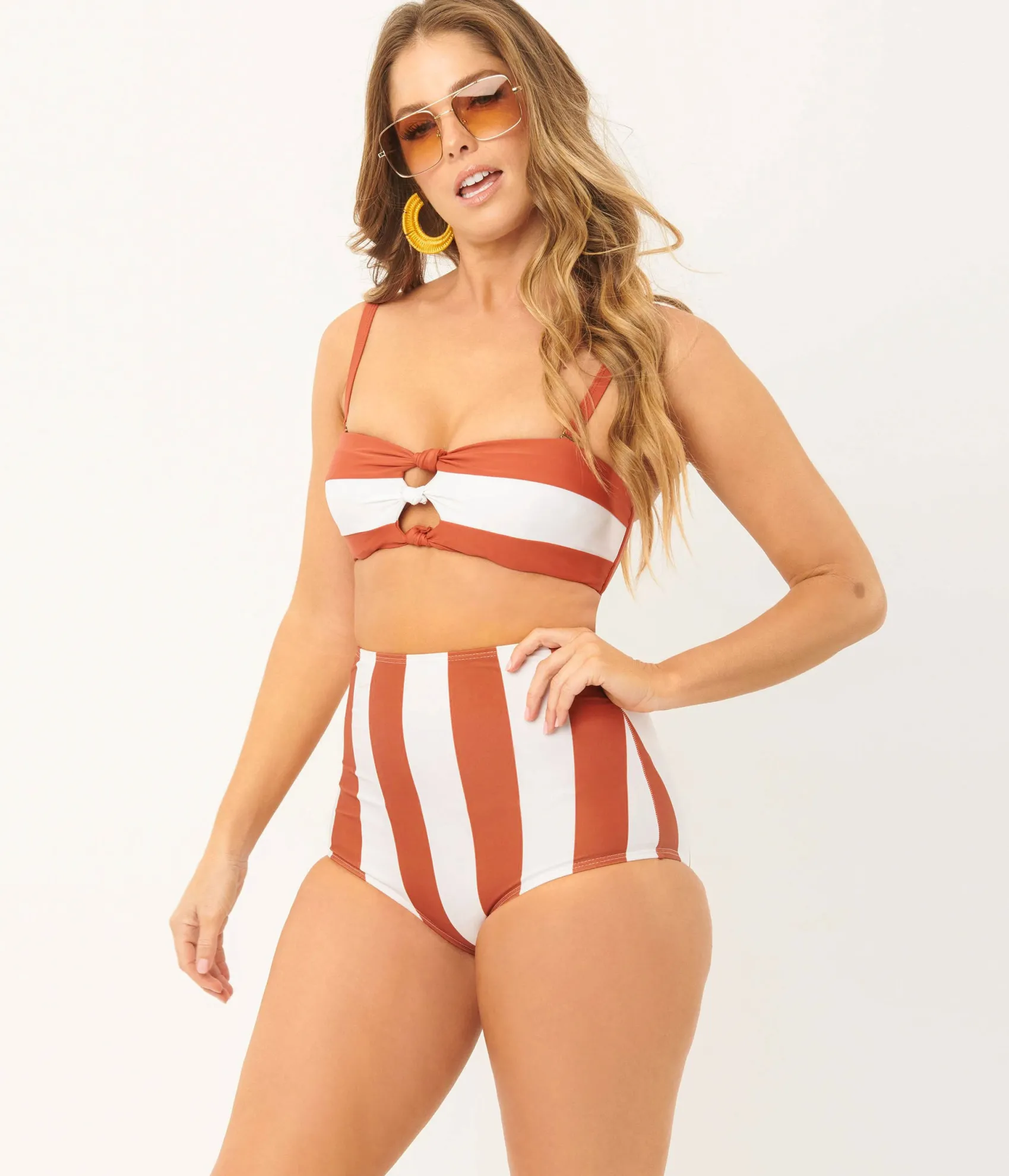 Unique Vintage Rust & White Stripe Louise Swim Bottom Cheap
